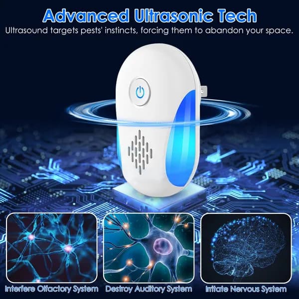 6 Pack Ultrasonici Allontanapesti - Plug-In Elettrico - Controllo Parassiti Interno