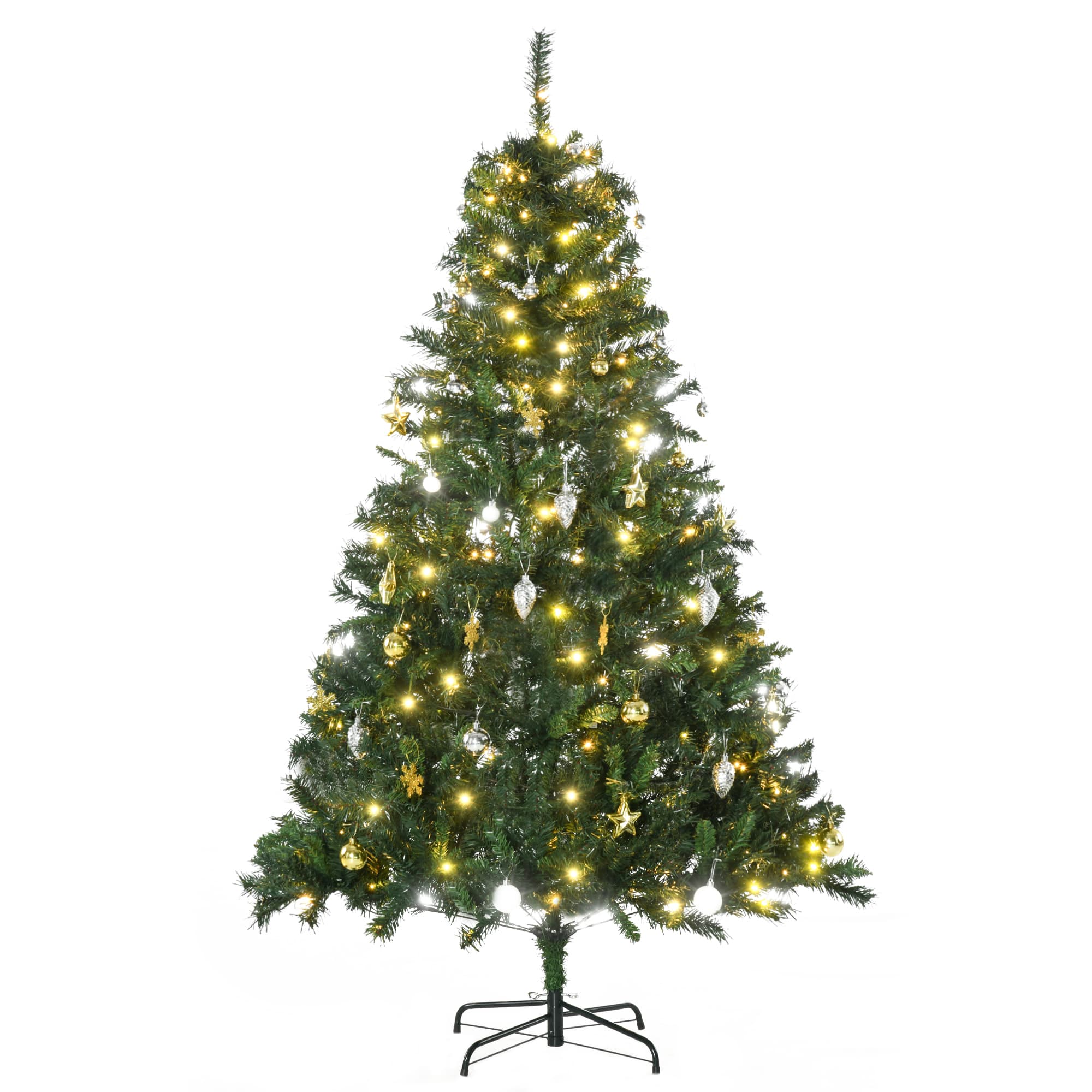 Künstlicher Weihnachtsbaum 180 cm mit LED-Beleuchtung und Kugeln