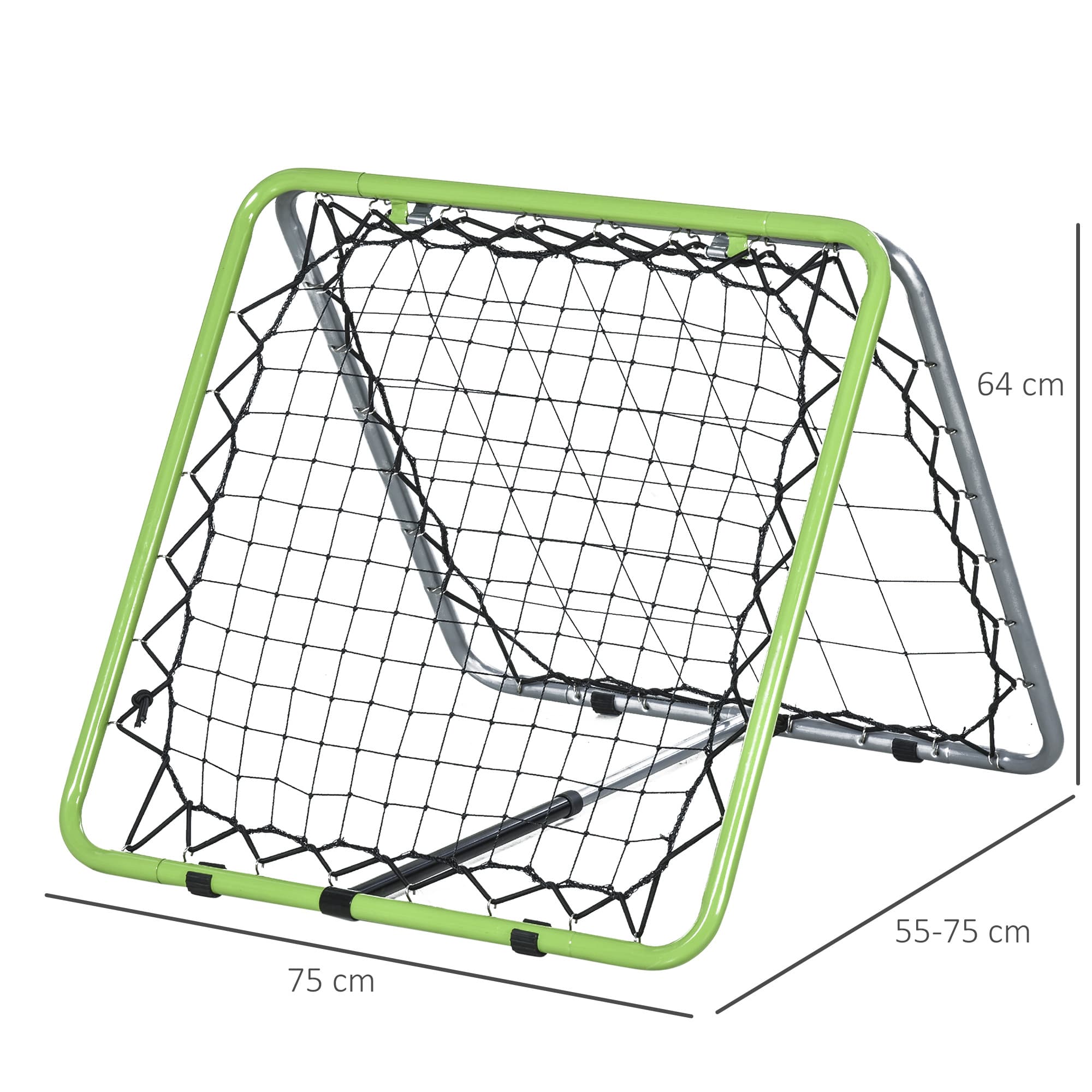 Verstellbares Fußball-Rebounder-Tor mit Rückprallnetz, grün-schwarz