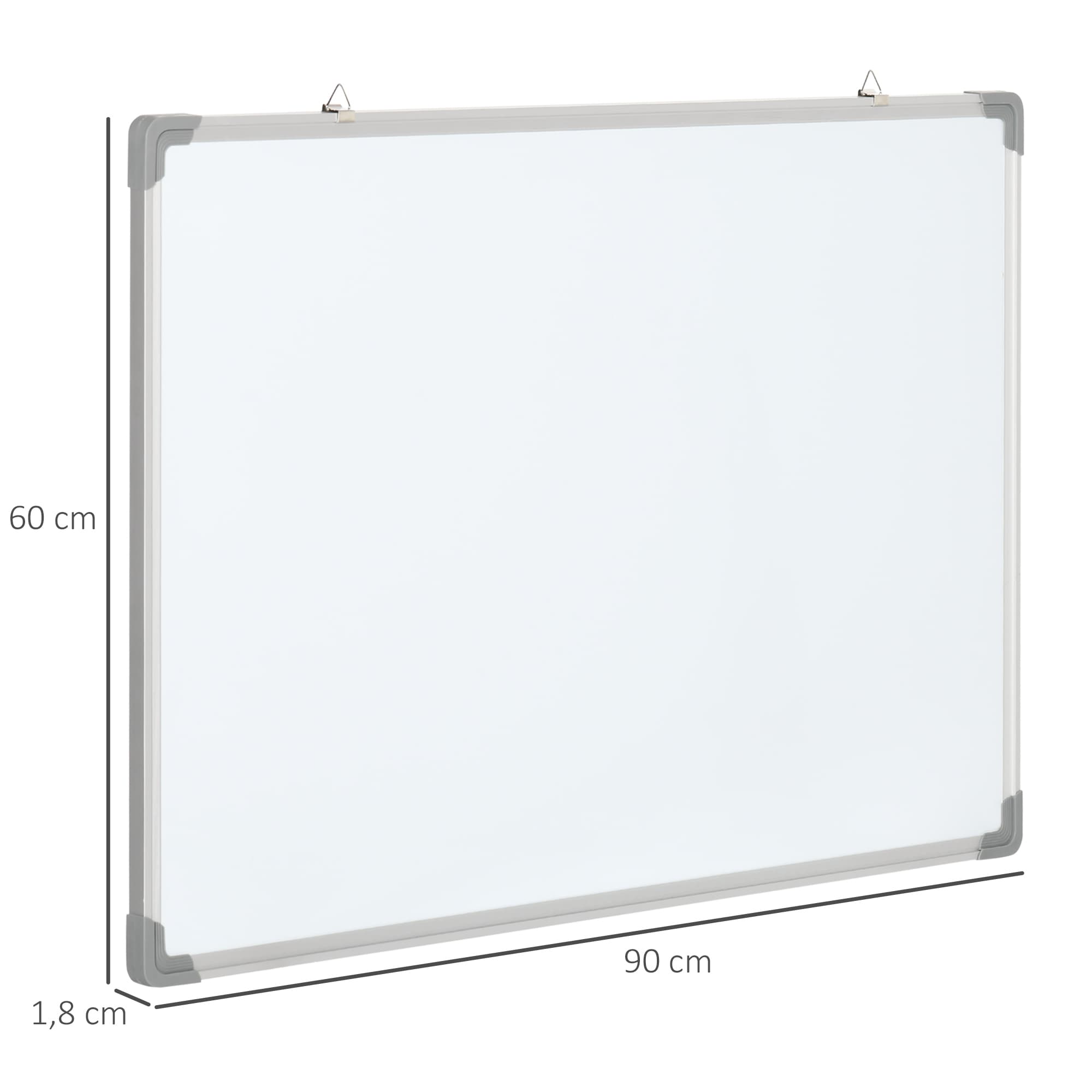 Weißes Magnettafel-Whiteboard mit Zubehör in Silber