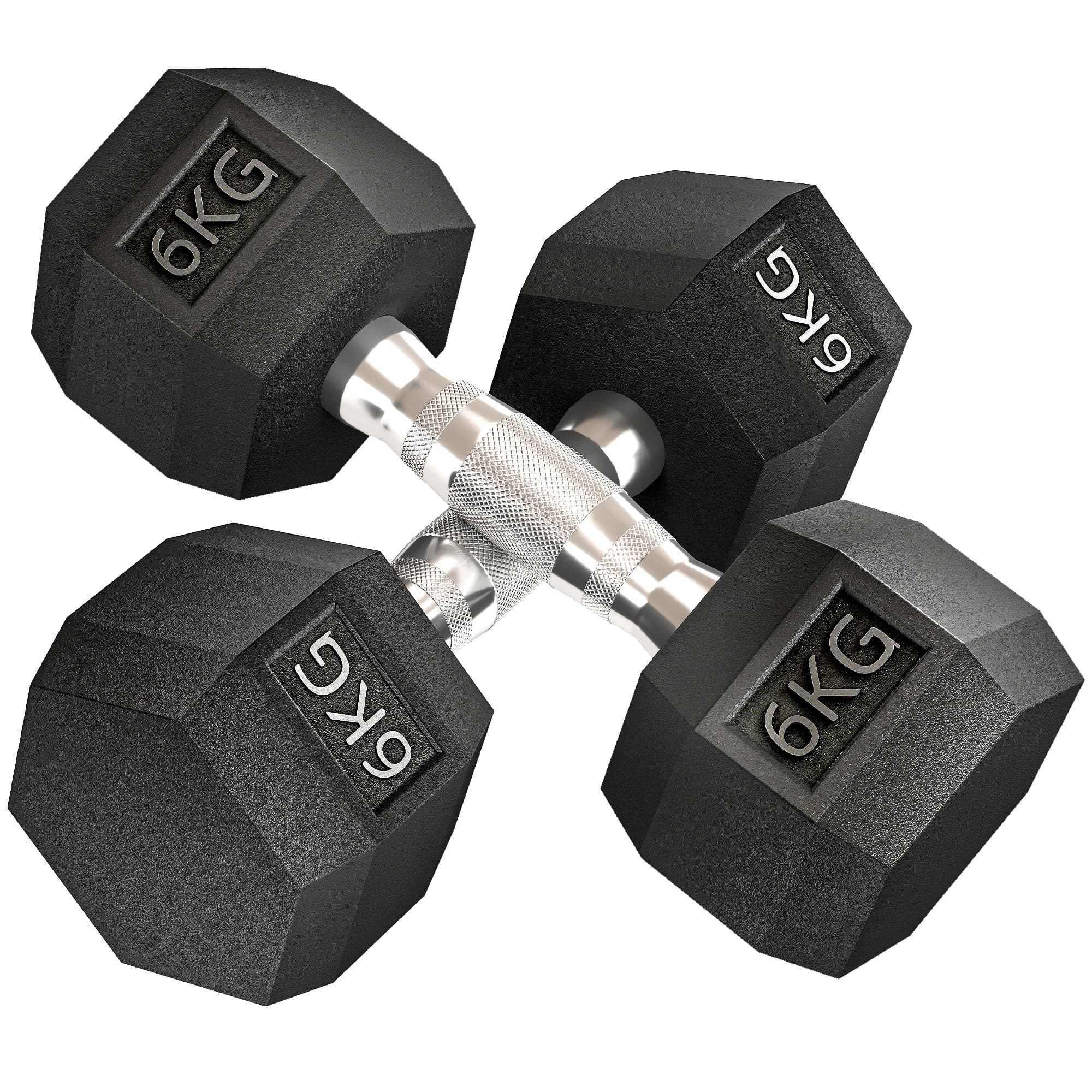 Hexagon Kurzhanteln 2er Set, 2 x 6 kg, Gusseisen mit Gummi