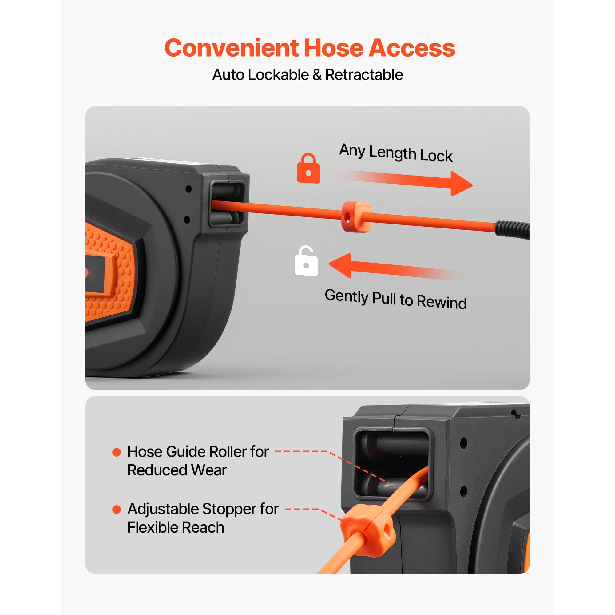 Raccordo Aria Ritraibile 1 4 Pollice X 50 FT Aria Hose Ibrido Max 300PS Aria Compressore Enclosed Hoses Raccordo Auto Riavvolgimento Con 6,6 Ft Lead In Pistoletto 180