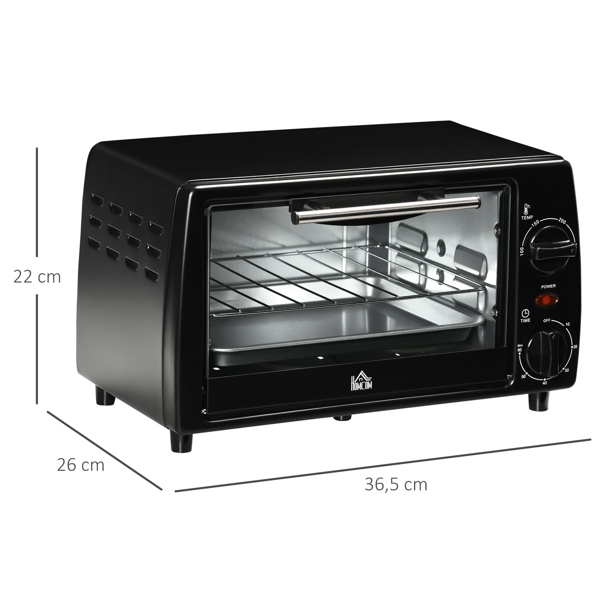 Mini oven with 10 L capacity in black