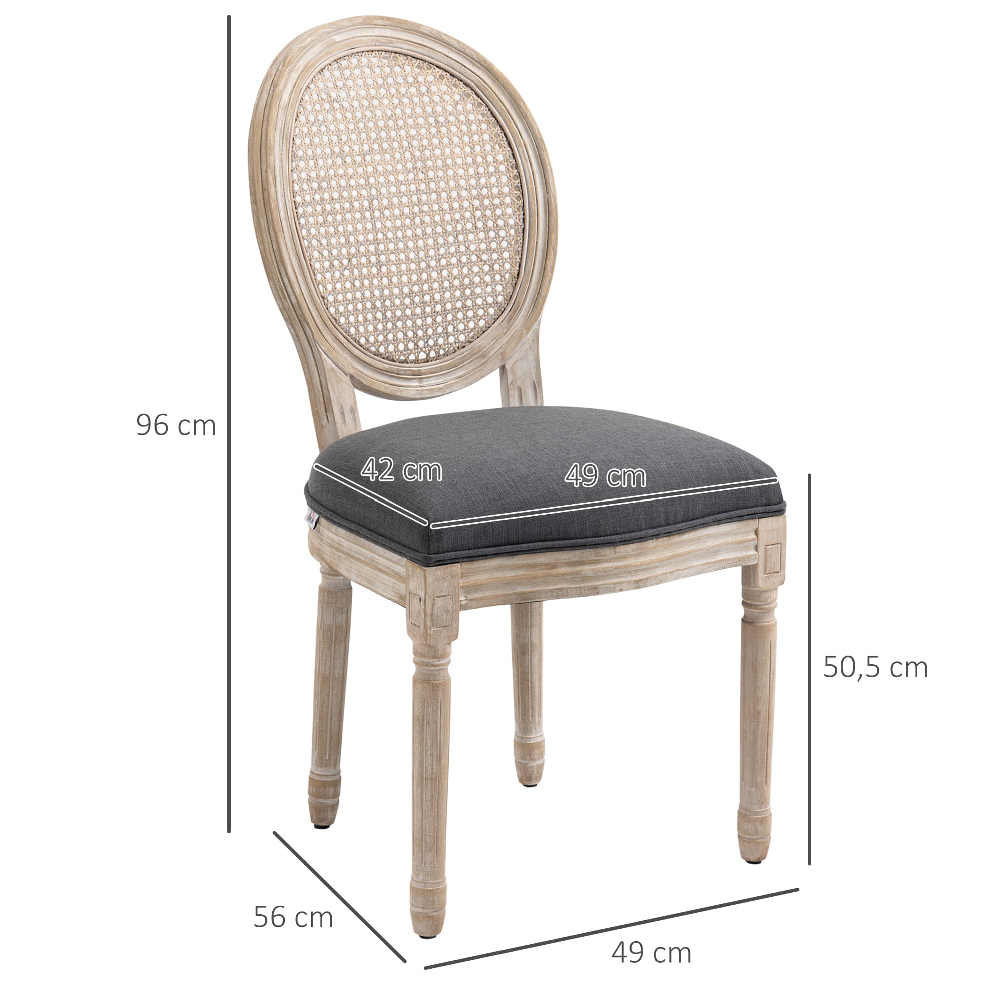 Küchenstühle im 2er-Set, Rattanoptik, Grau