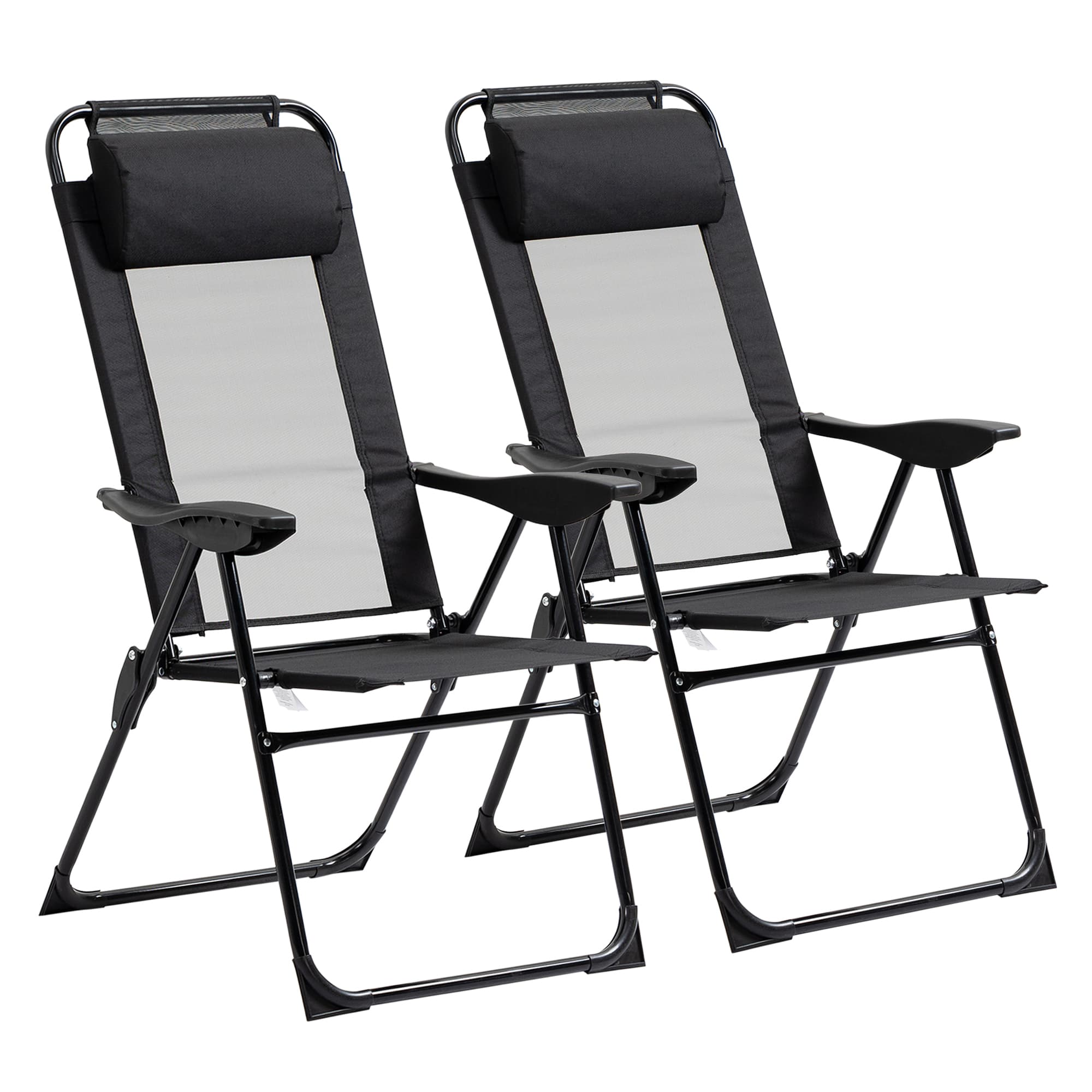 Klappstuhl 2er-Set, 5-fach verstellbar, schwarz