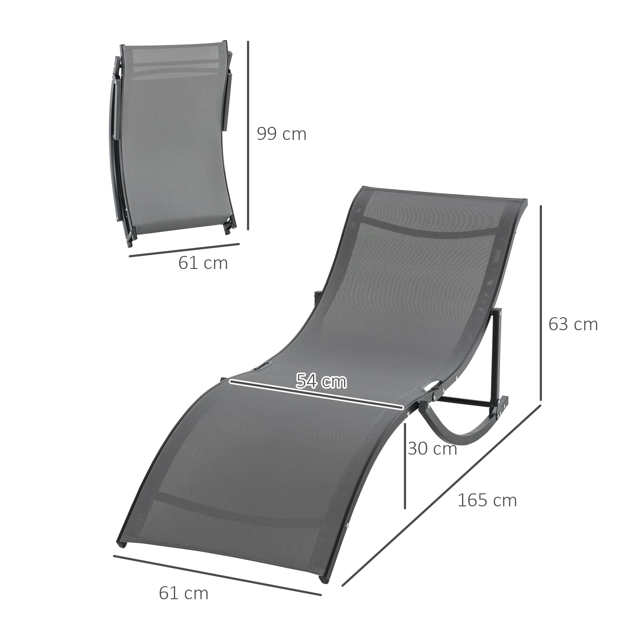 2er Set Sonnenliegen Aluminium Texteline Dunkelgrau