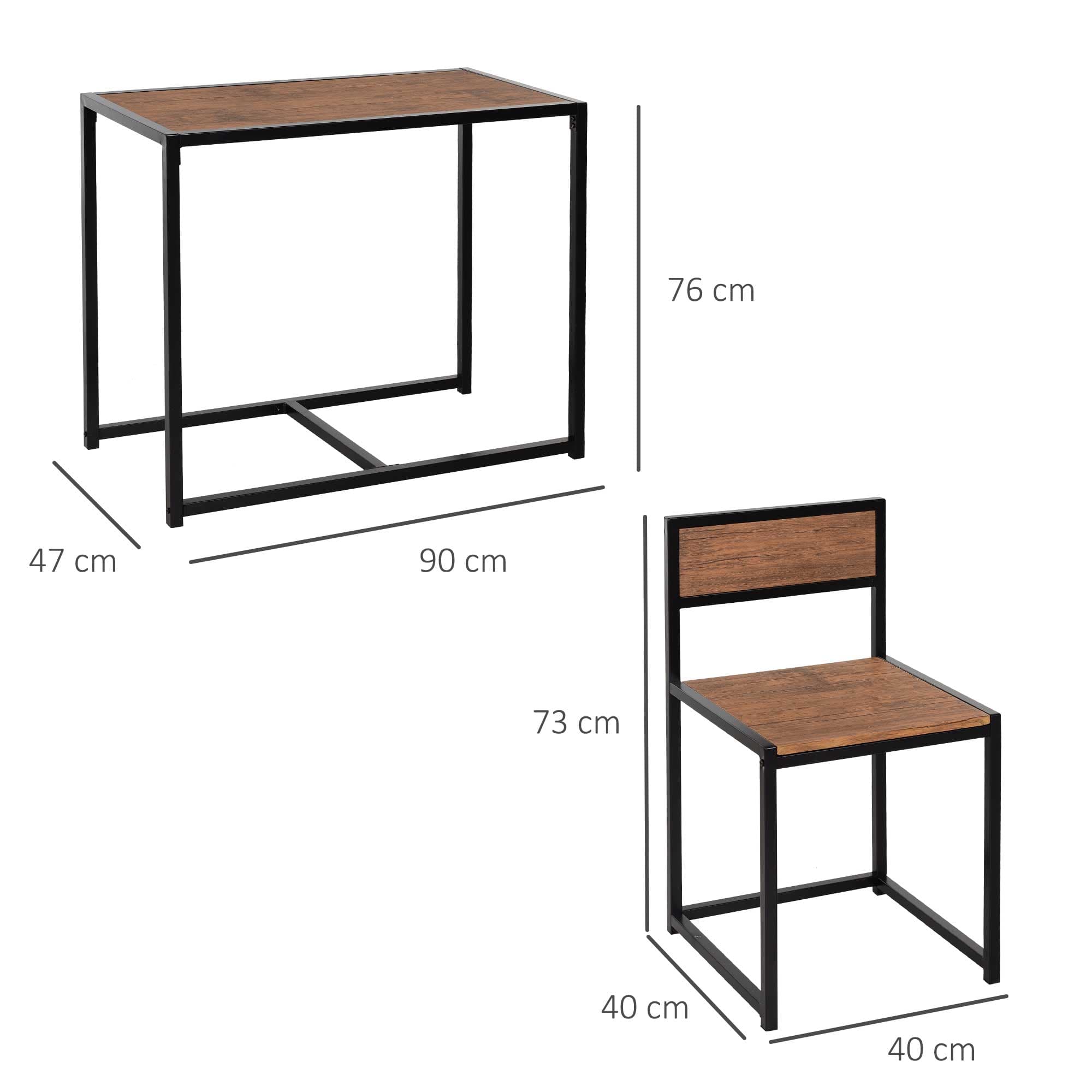 Bartisch-Set 3-teilig mit 2 Stühlen, braun-schwarz