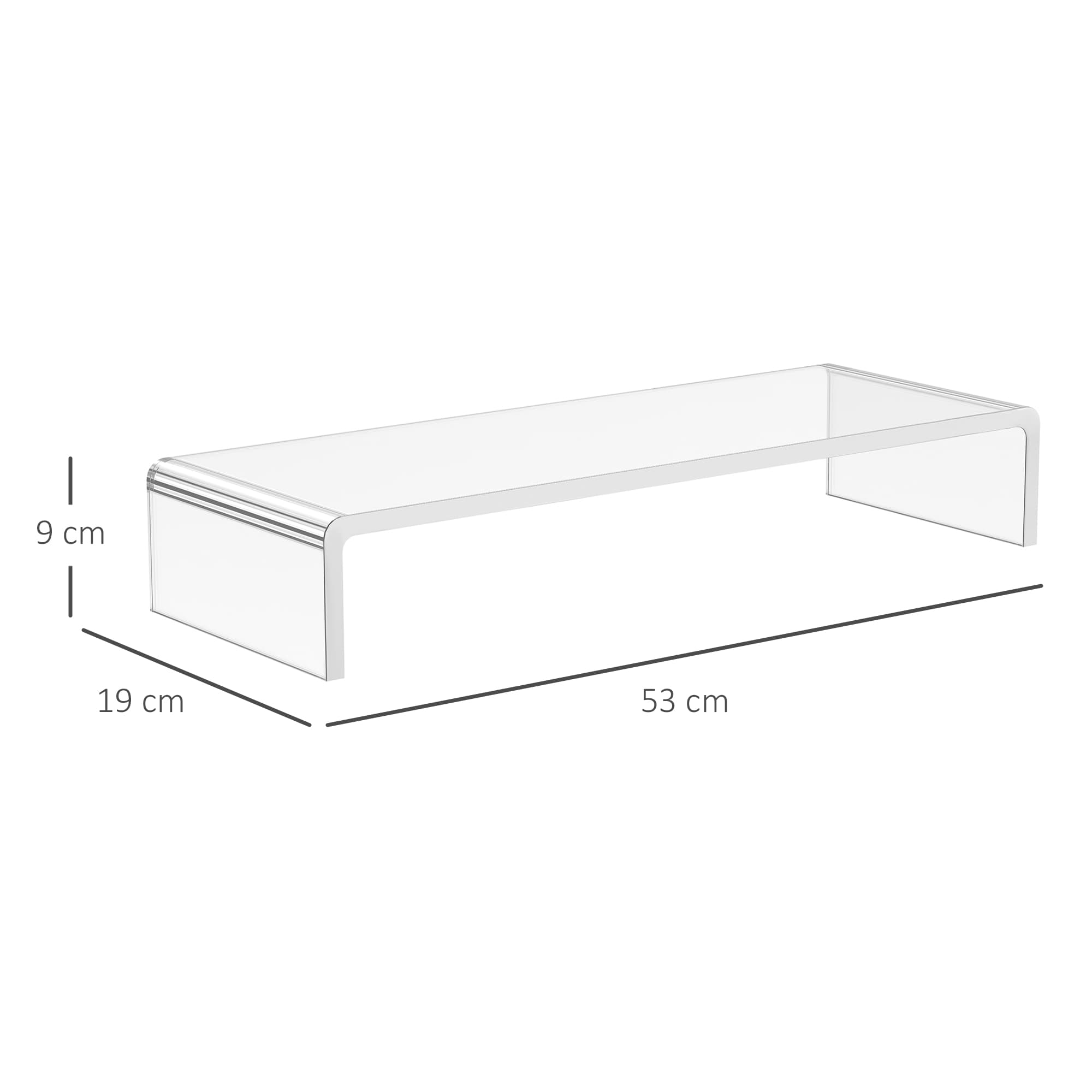 Support moniteur acrylique transparent ergonomique 53 cm