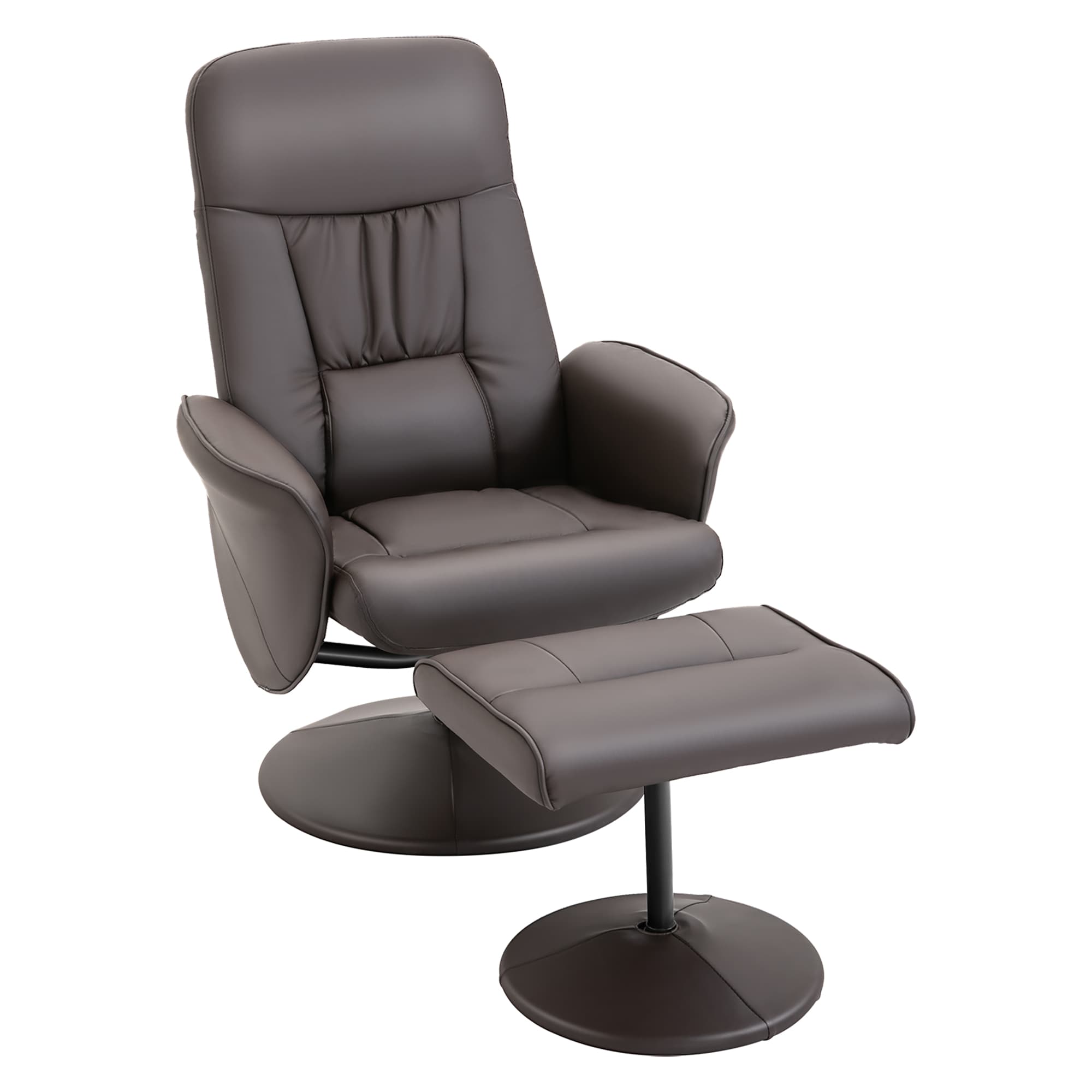 2-teiliges Sessel-Set mit Fußhocker, braun, höhenverstellbar