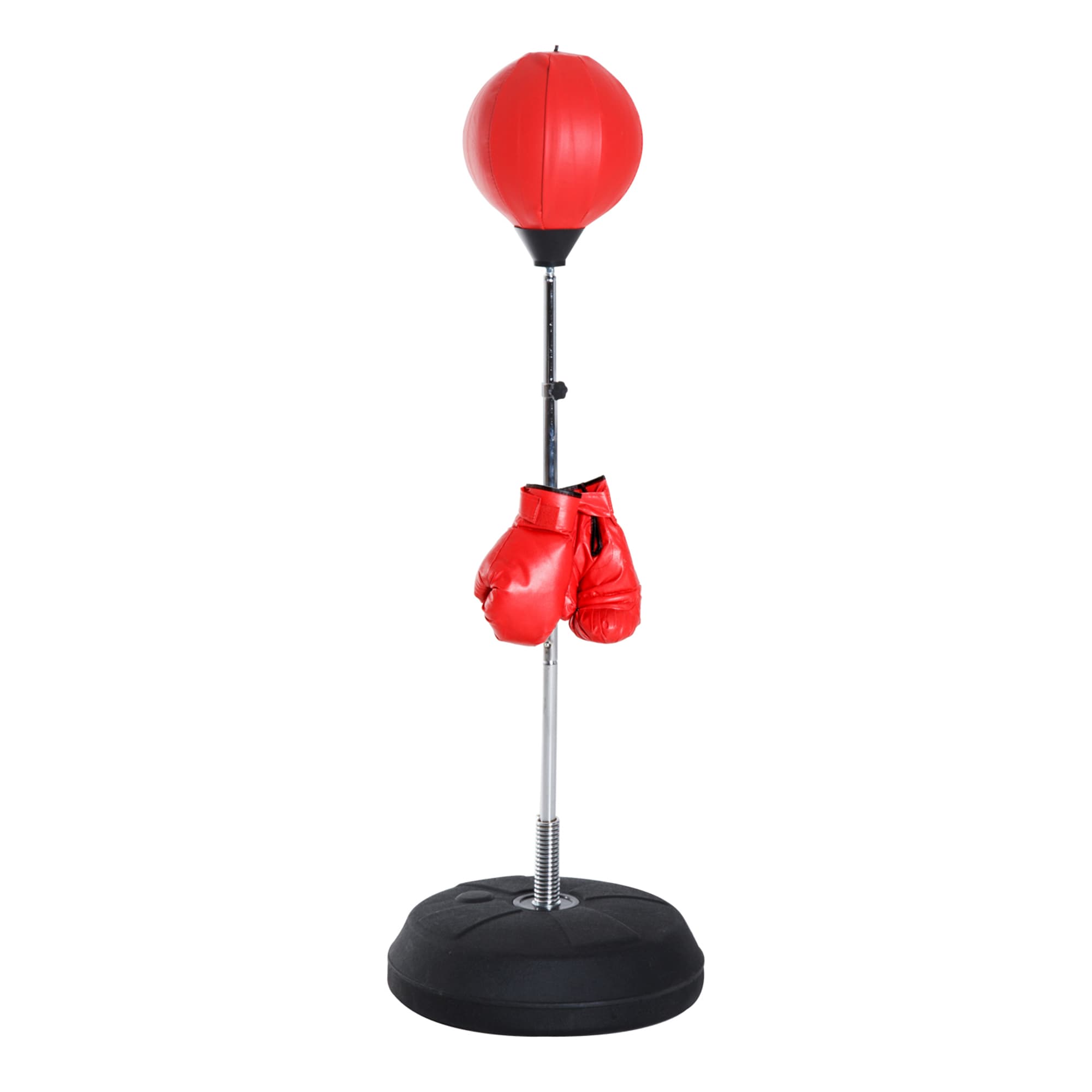 Box-Set mit Punchingball, höhenverstellbar, inkl. Boxhandschuhe, rot