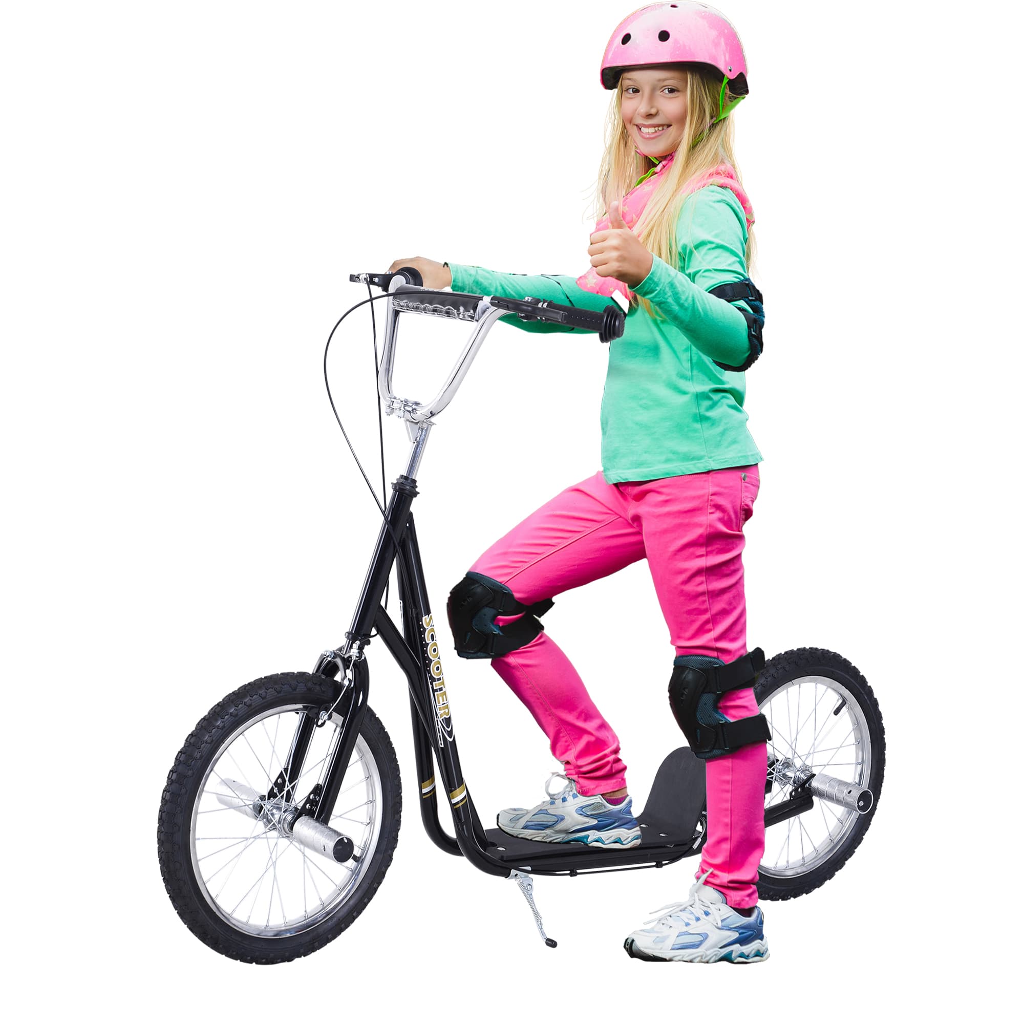 Trottinette enfant pneus gonflables, 16 pouces, réglable