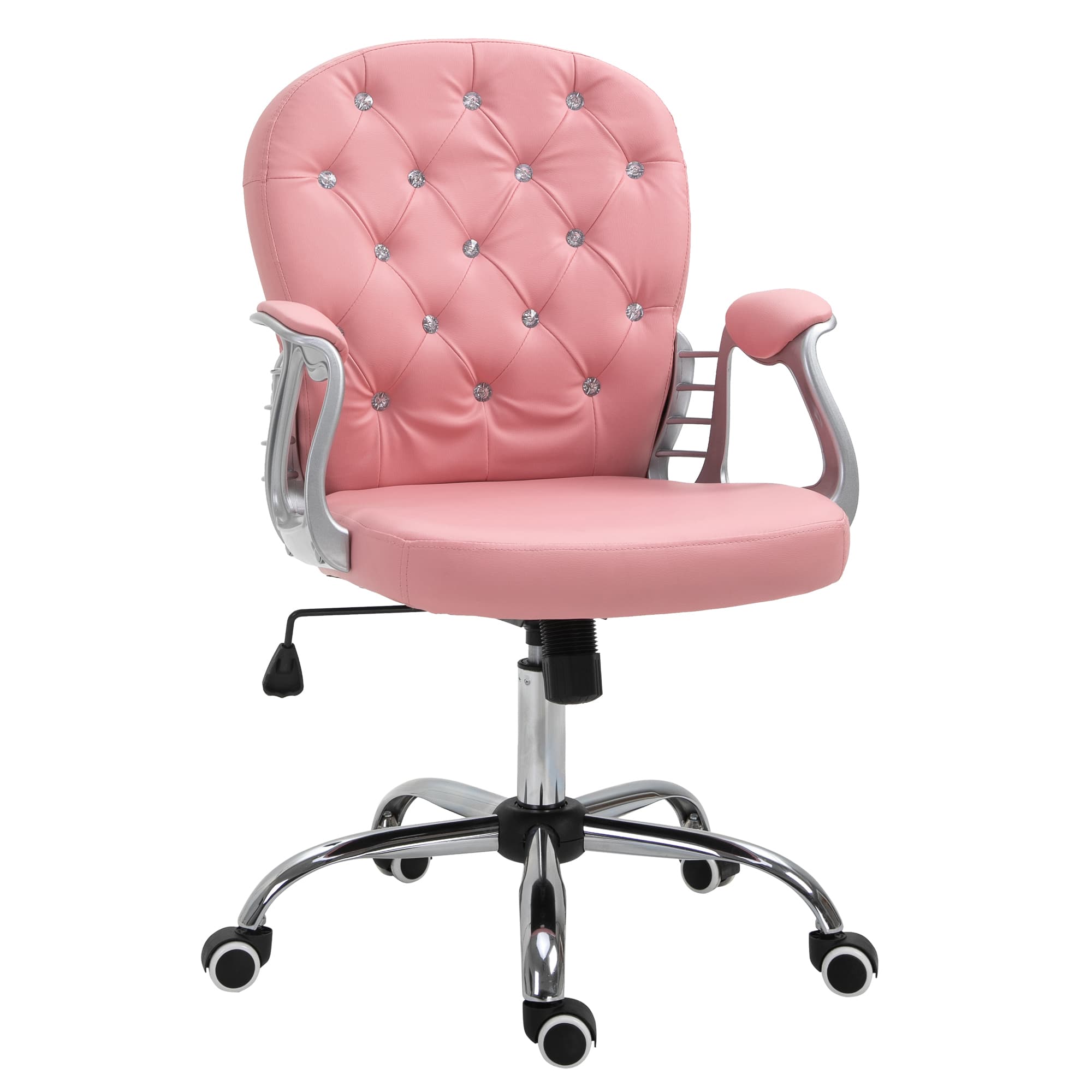 Chaise de bureau ergonomique rose avec accoudoirs