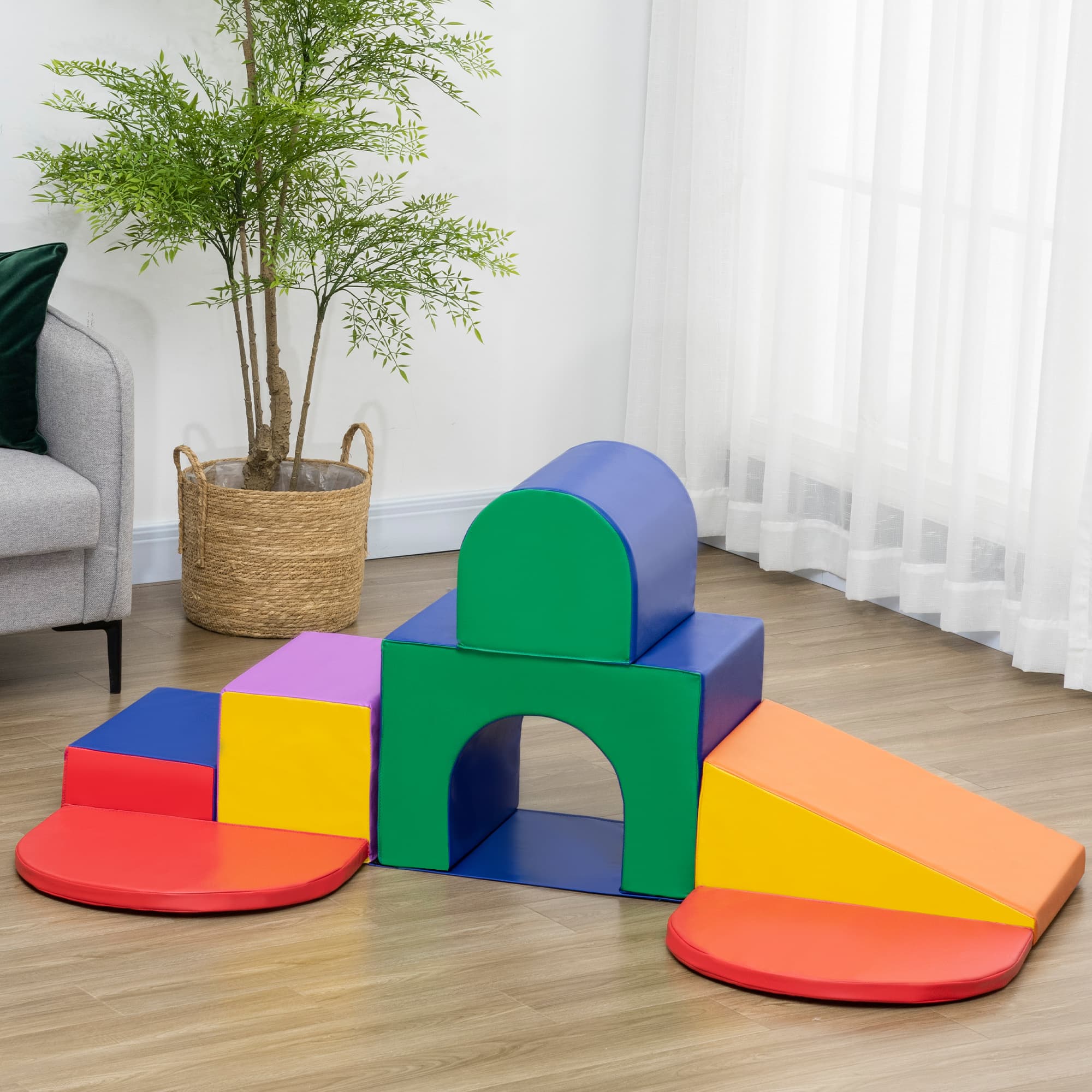 Ensemble de blocs en mousse pour enfants, 7 pièces, similicuir, multicolore