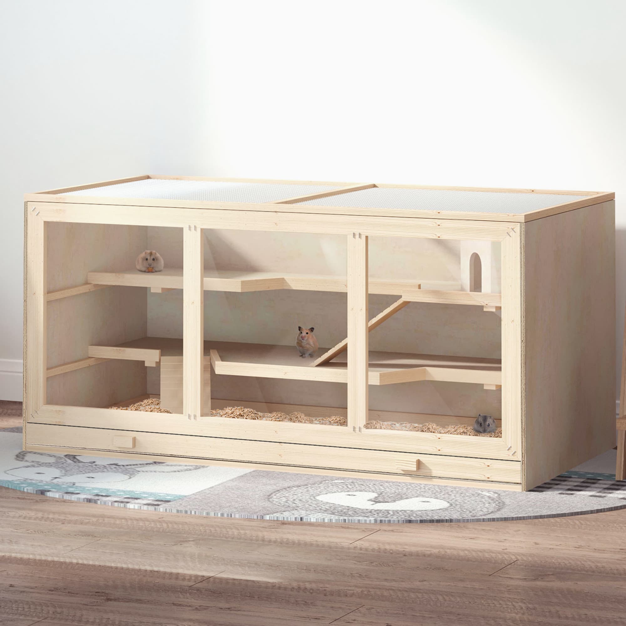 Hamsterkäfig aus Holz mit 3 Etagen