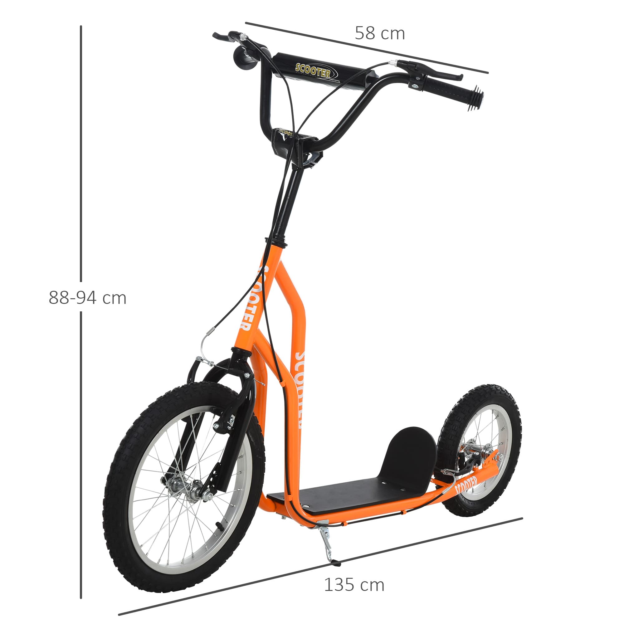 Trottinette enfant pneus gonflables 16/12 pouces orange