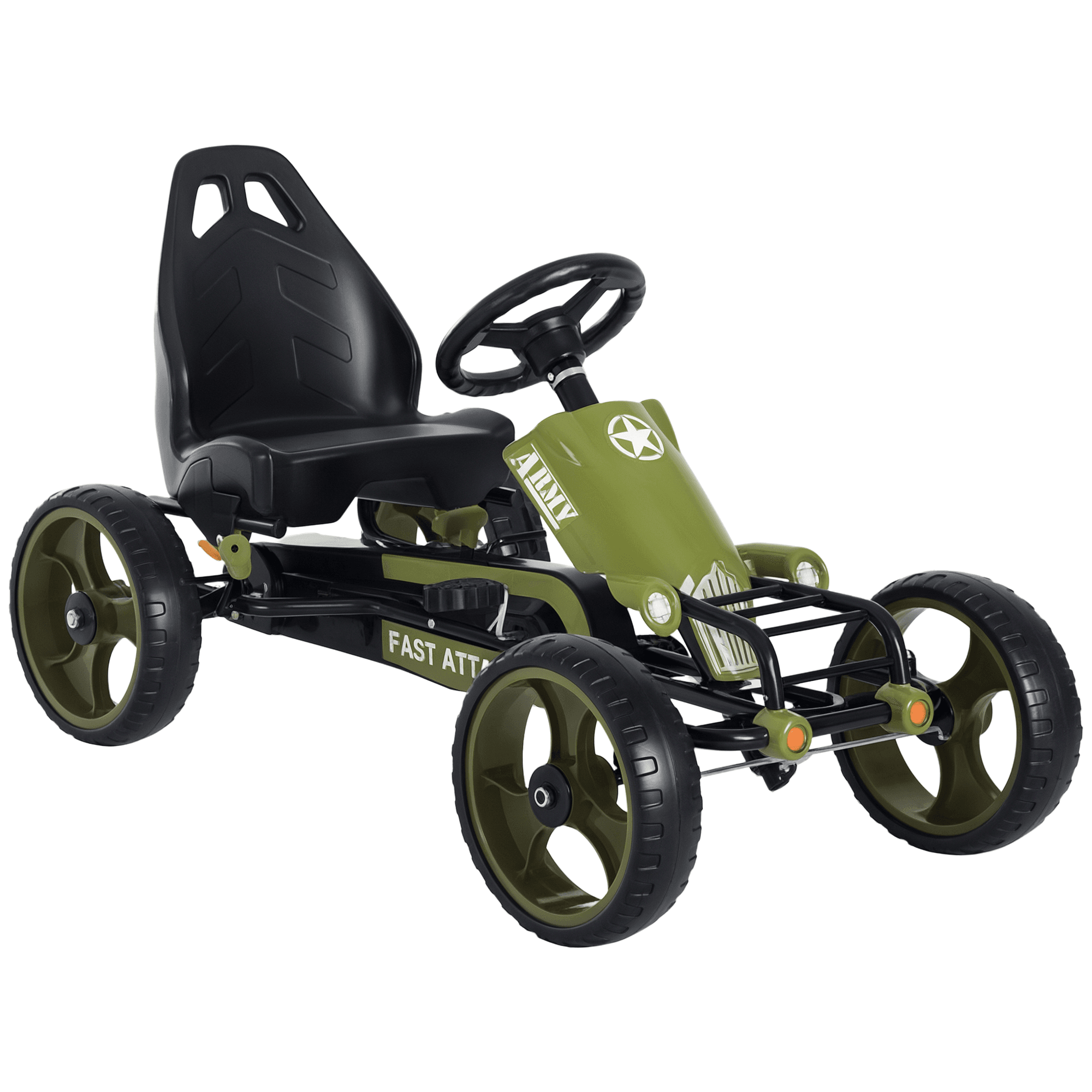Voiture à pédales go-kart verte avec frein à main pour enfants
