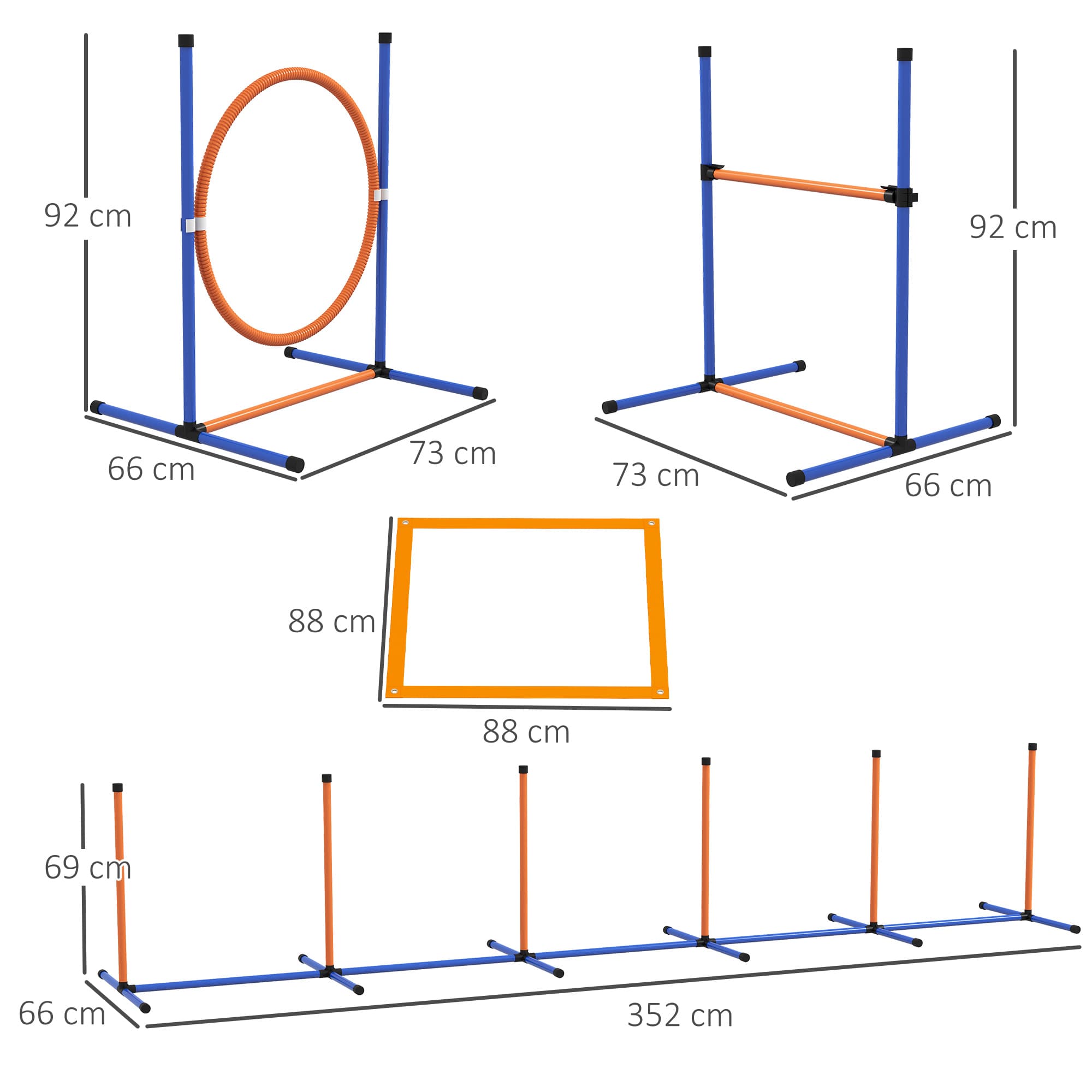 Hunde-Agility-Set mit Hürde, Reifen und Slalom