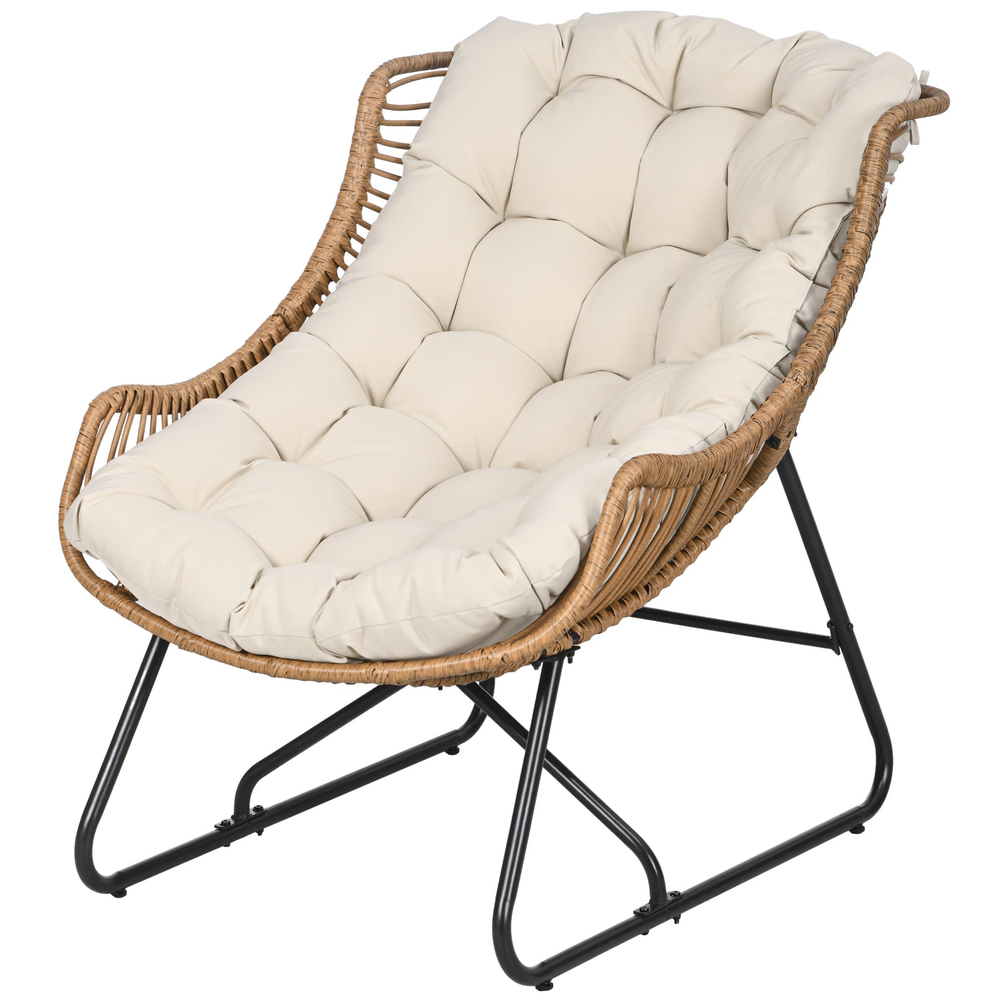 Poltrona da salotto da giardino in effetto rattan con cuscino