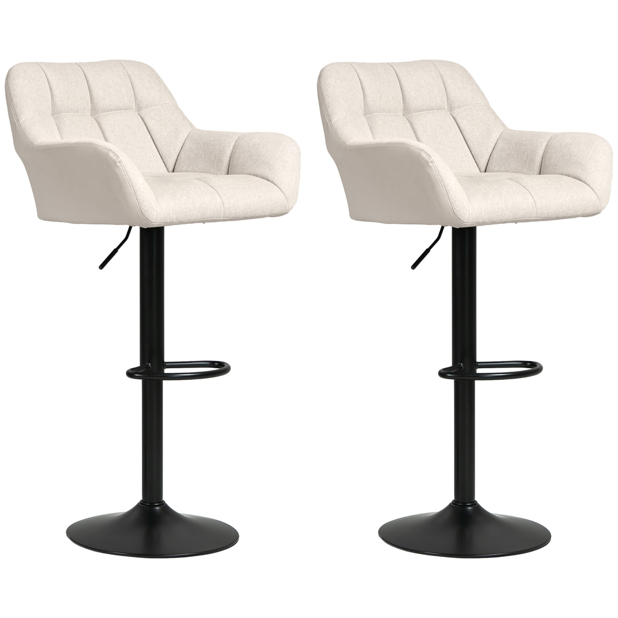 Barhocker 2er-Set Retro-Design höhenverstellbar Creme + Schwarz