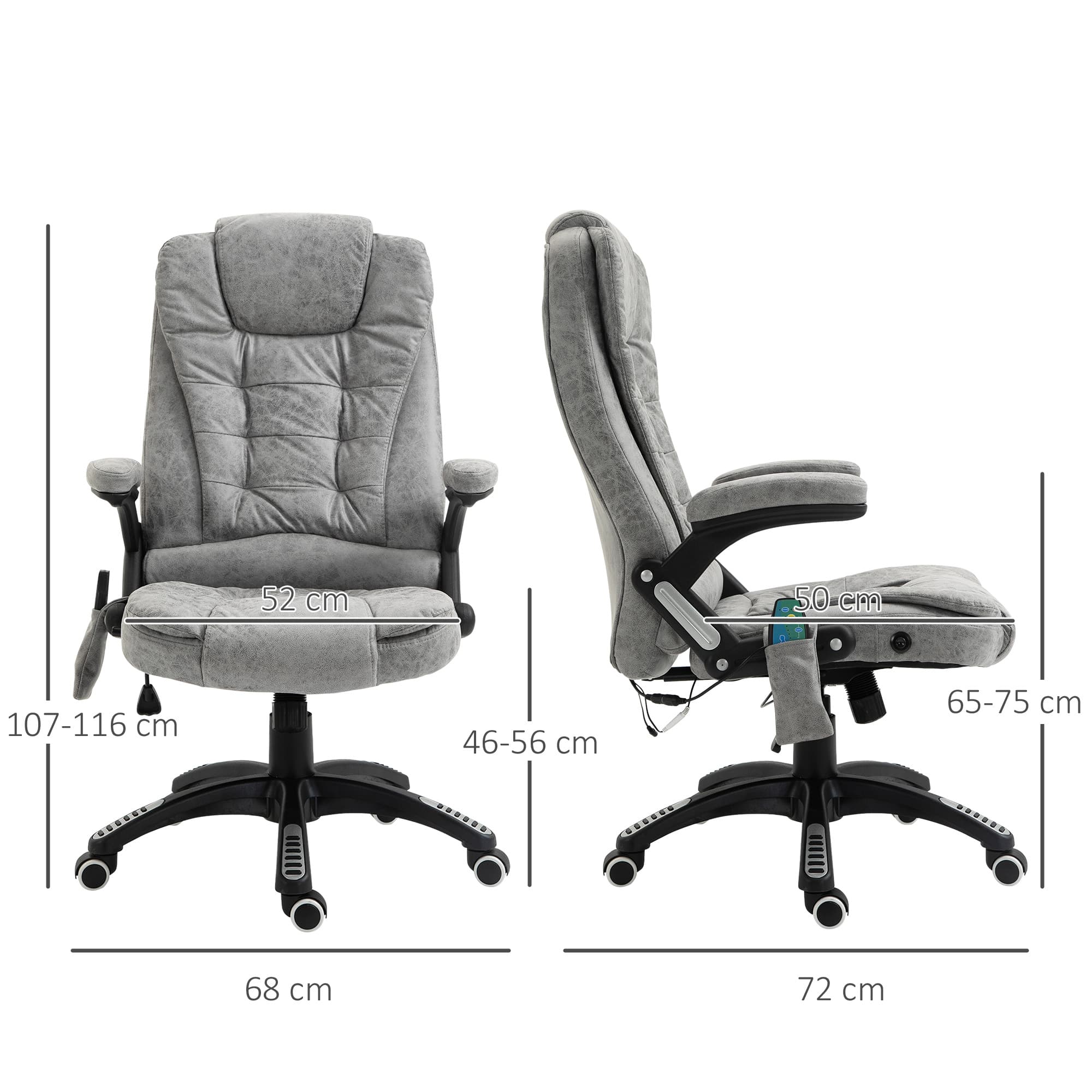 Fauteuil ergonomique avec massage et chauffage, gris