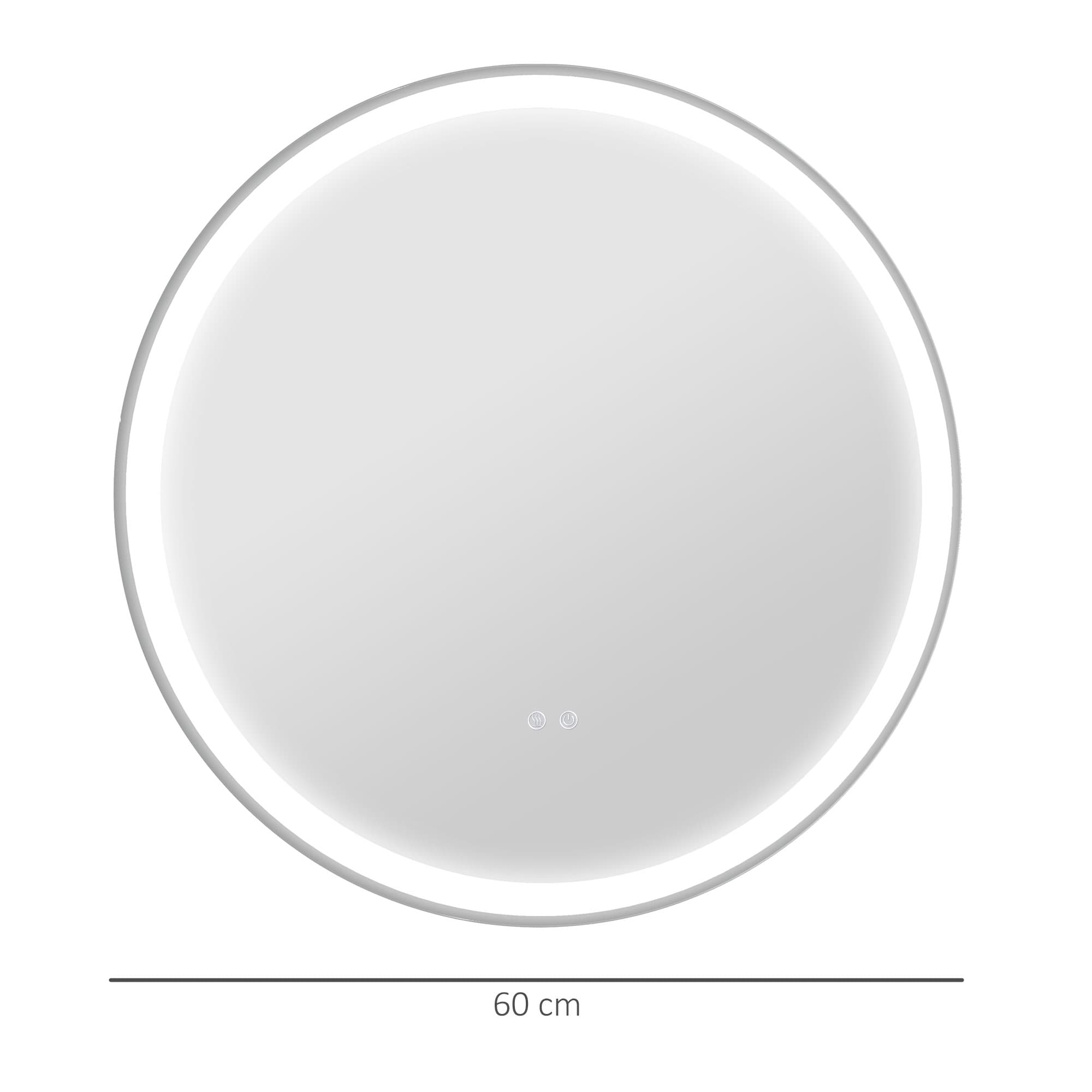 Specchio da bagno rotondo LED, 60 x 60 cm, touch, antiappannamento