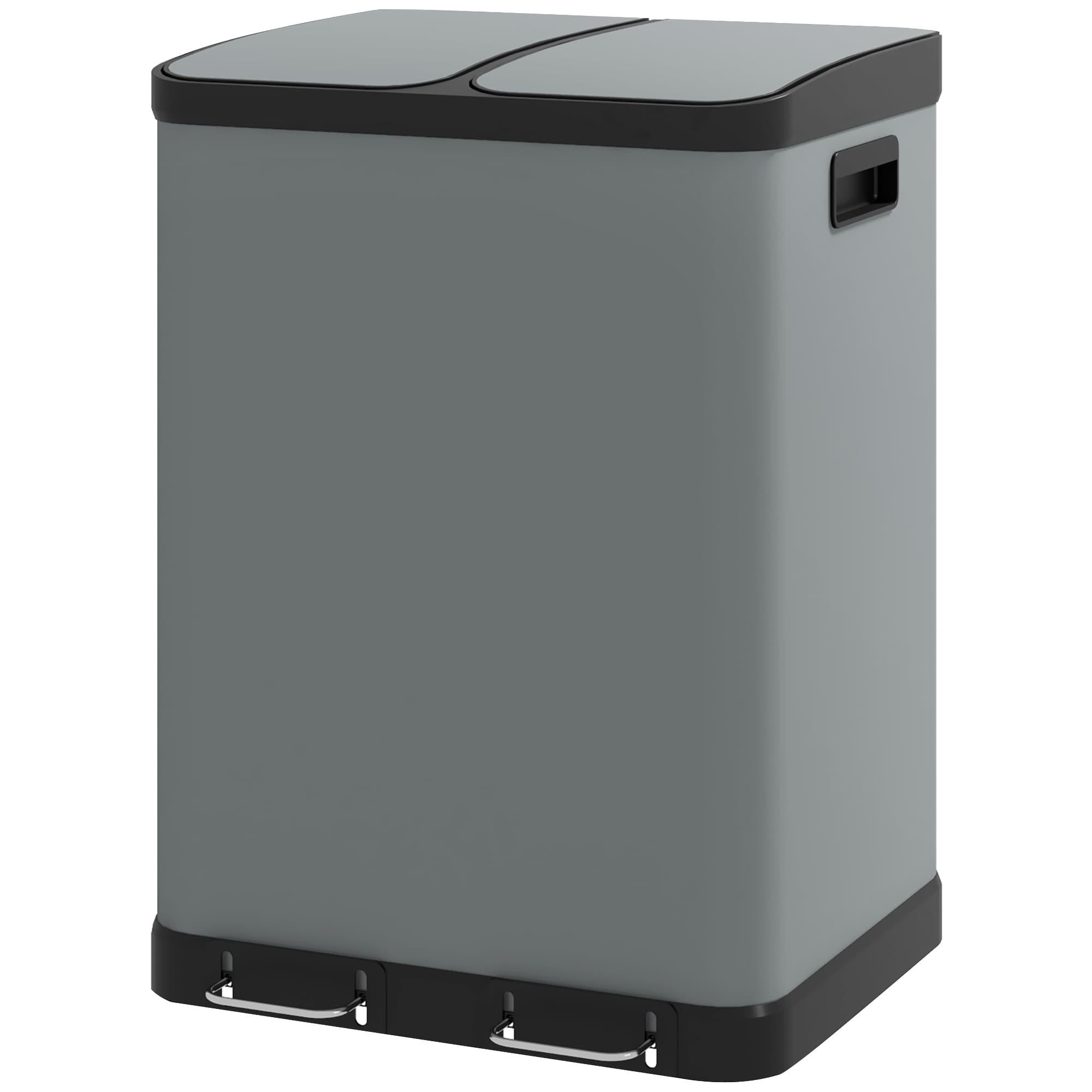 Dual compartment trash can 2 x 30 liters grey