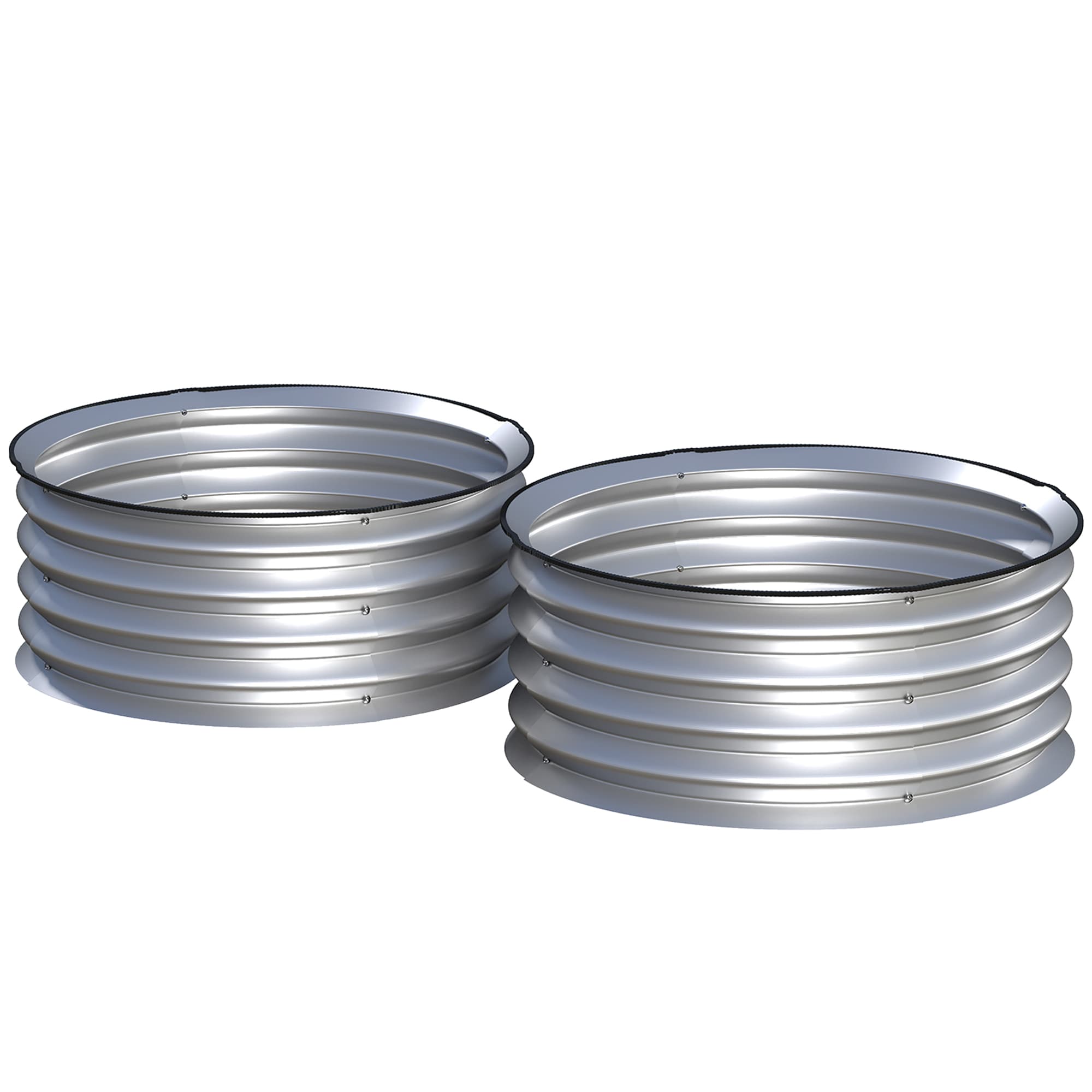 2er-Set Hochbeet, modulares Pflanzenbeet, ohne Boden, Ø60 x 30 cm, Silber