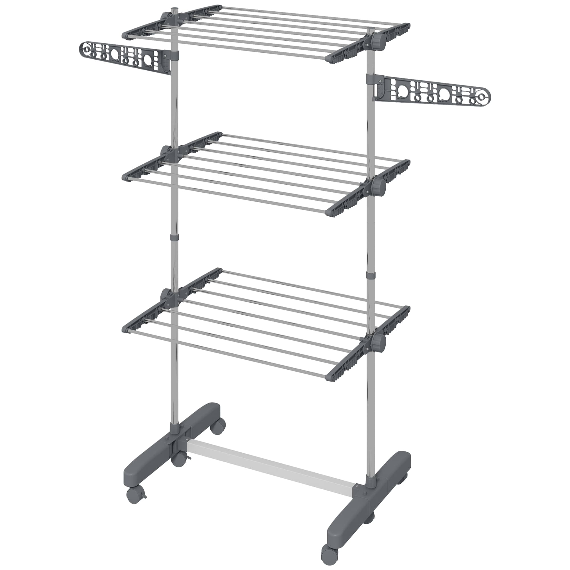 Wäscheständer, 4 Ebenen, klappbar, 142 x 55 x 152 cm, Blau/Silber