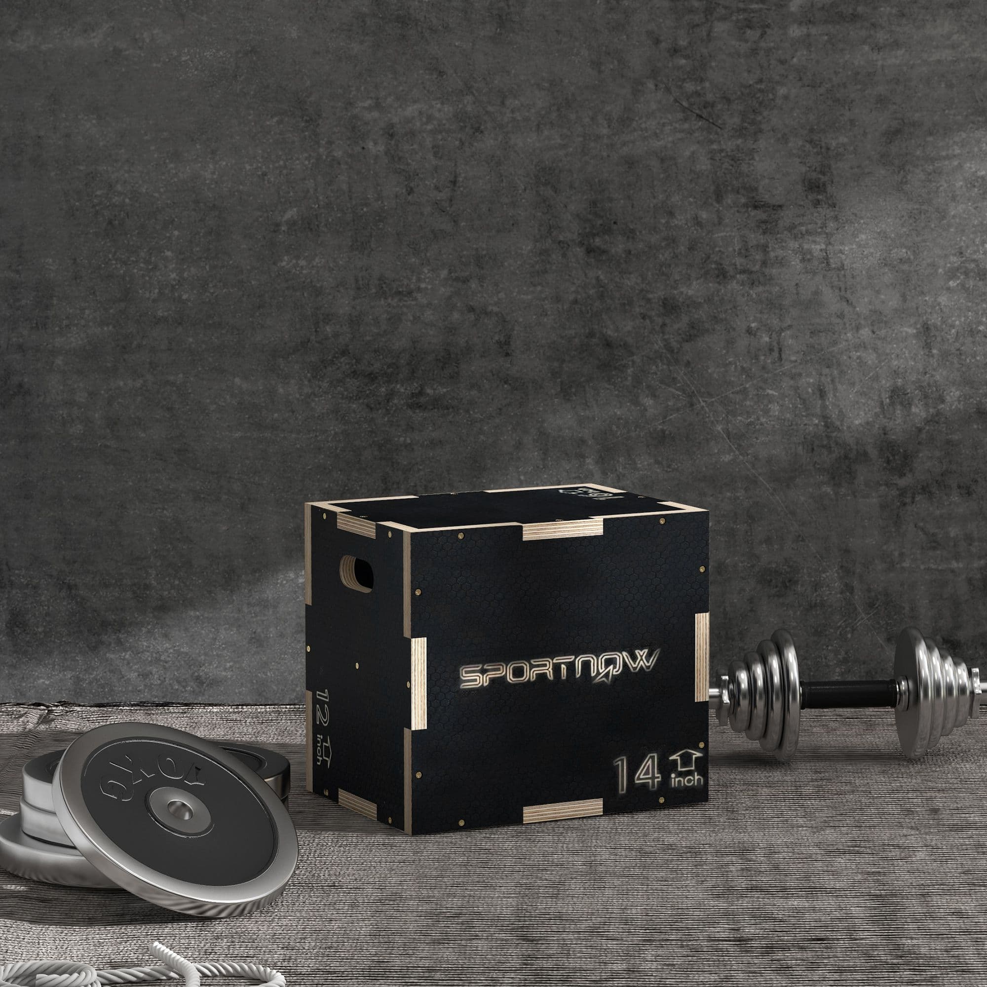 Robuste Plyo-Box schwarz 40,5x35,5x30,5 cm