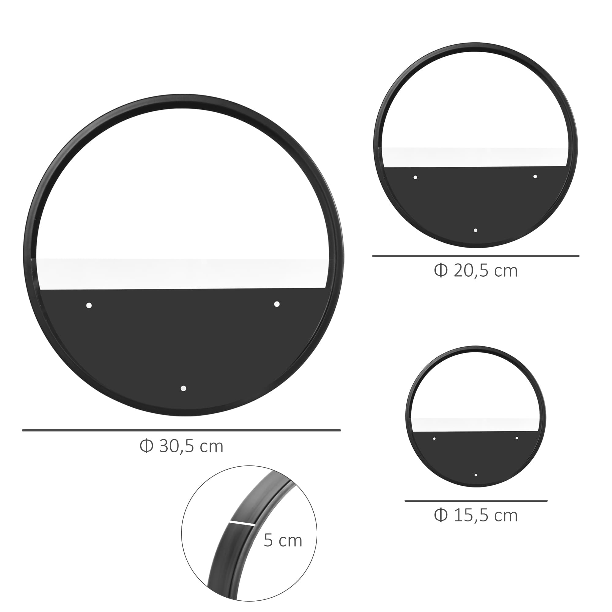 Wand-Pflanzgefäße, 3er-Set, stapelbar, Stahl und Acryl, Schwarz