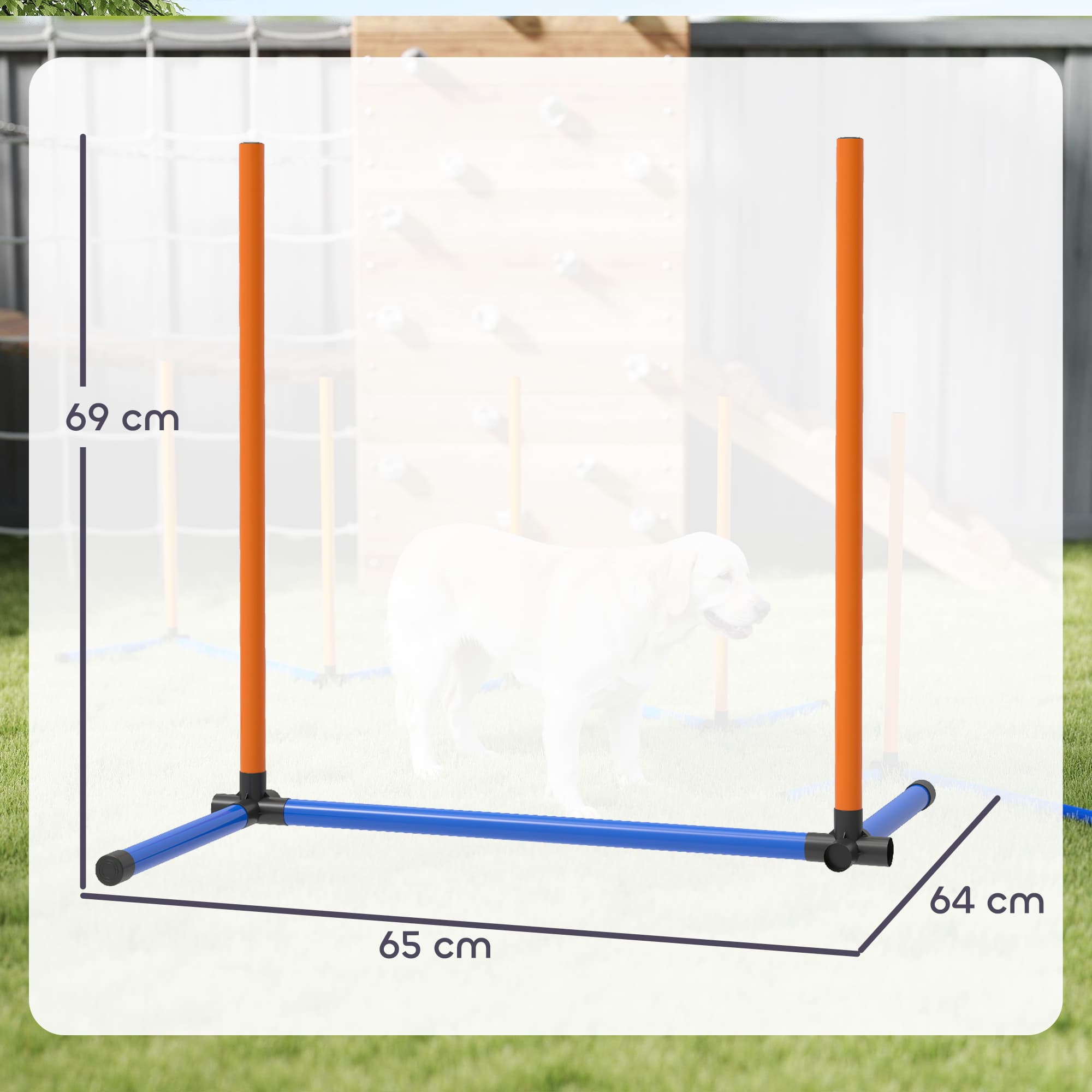 Agility Set Hunde, 3-teiliges Trainingsset mit Slalomstangen, Orange
