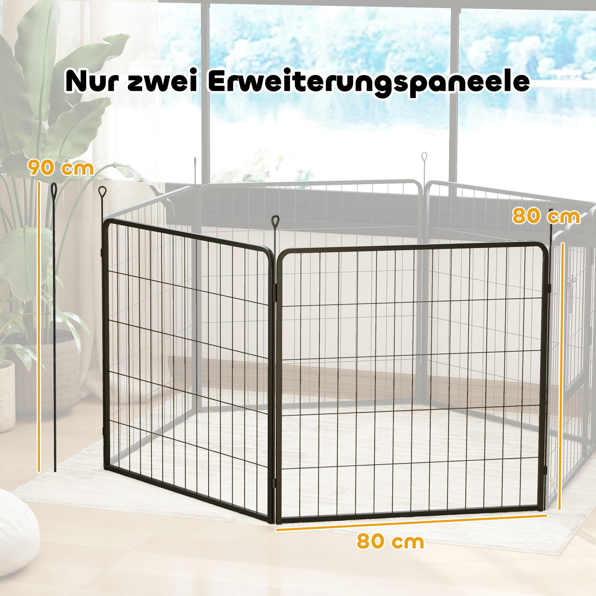 Ensemble de 2 extensions pour enclos à chiots, panneaux de clôture pour chiens, aire de jeux pour animaux domestiques, enclos à chiots en acier, gris