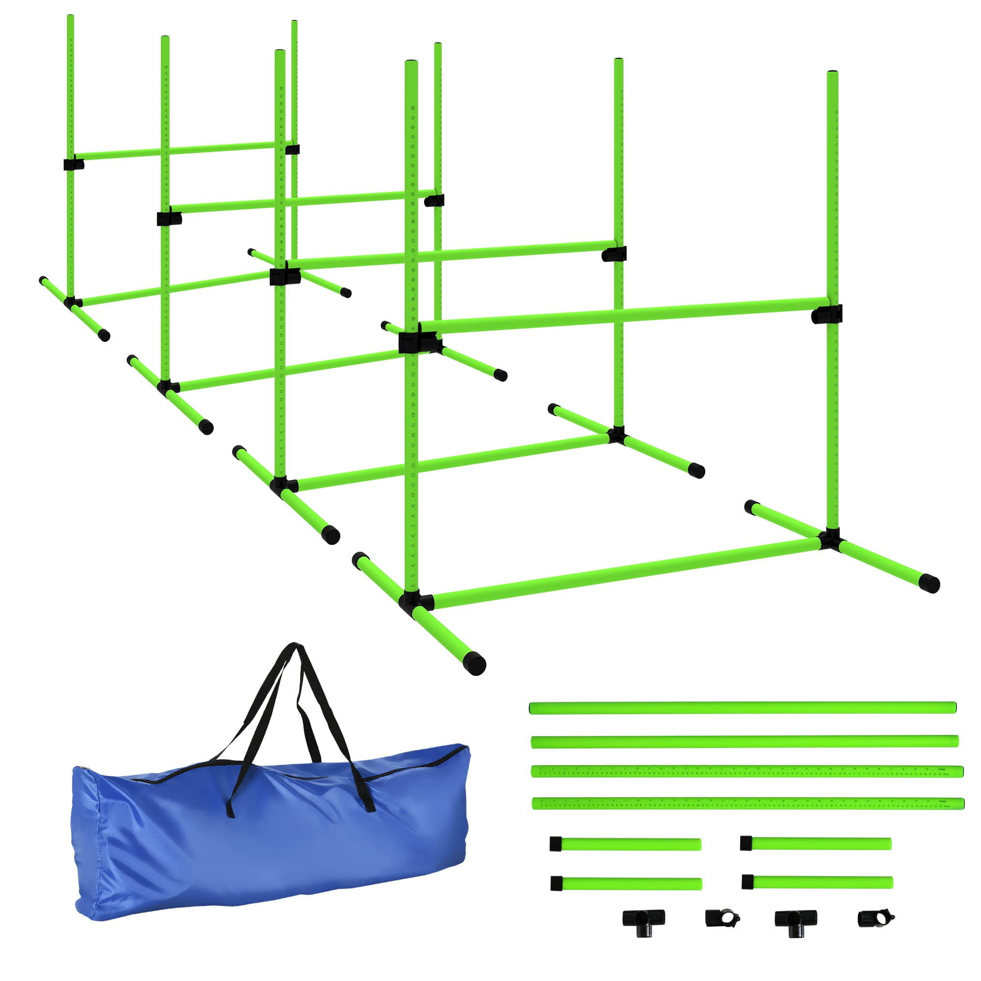 Agility Set für Hunde, 4-teilig, höhenverstellbar, grün