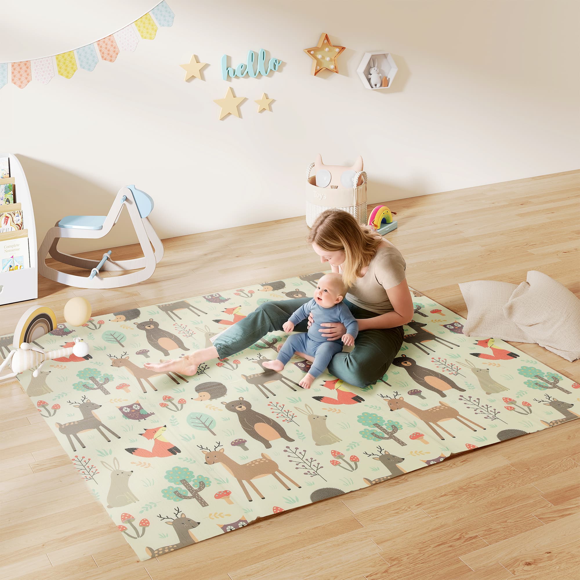 Faltbare doppelseitige Krabbelmatte für Babys, mehrfarbig