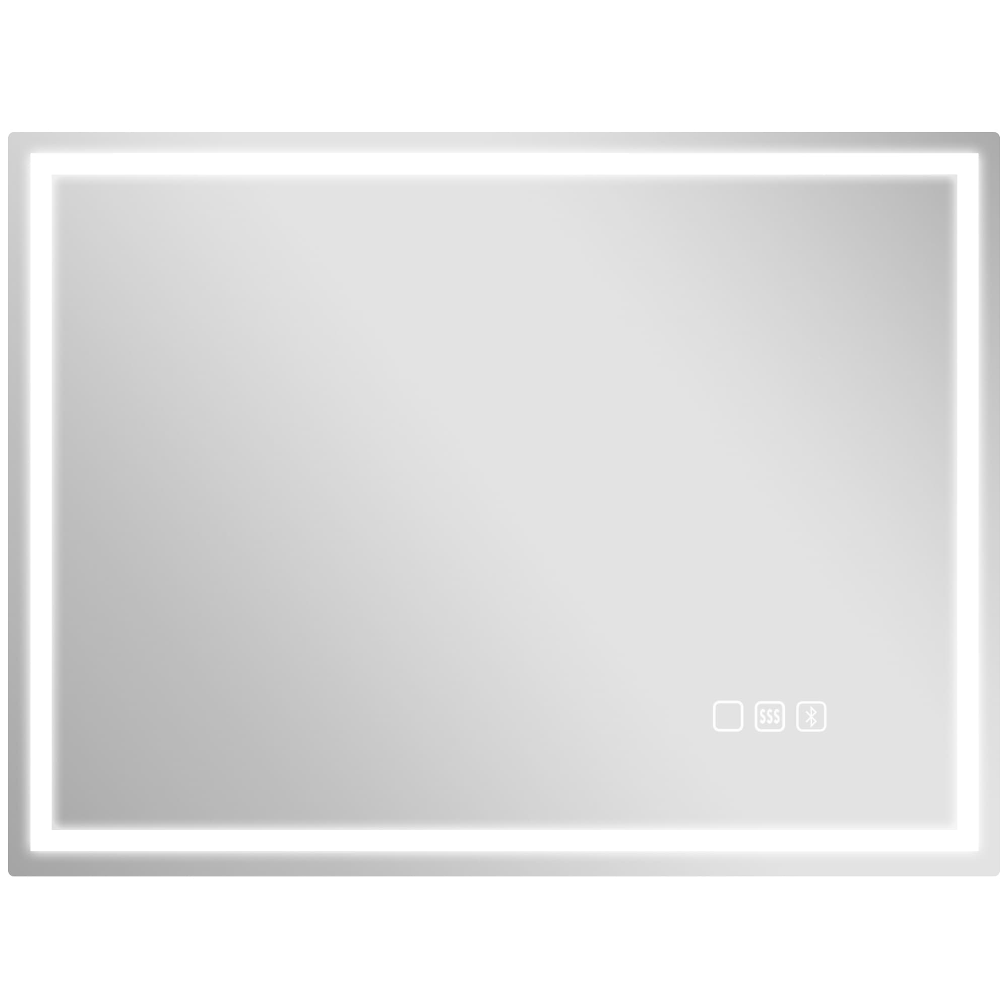 Espejo de baño LED 600 x 800 mm con Bluetooth y reloj