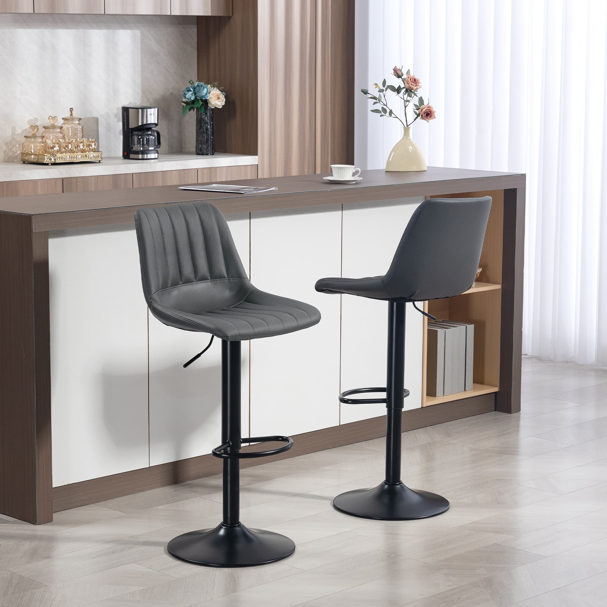 Barhocker 2er-Set im Retrodesign, höhenverstellbar