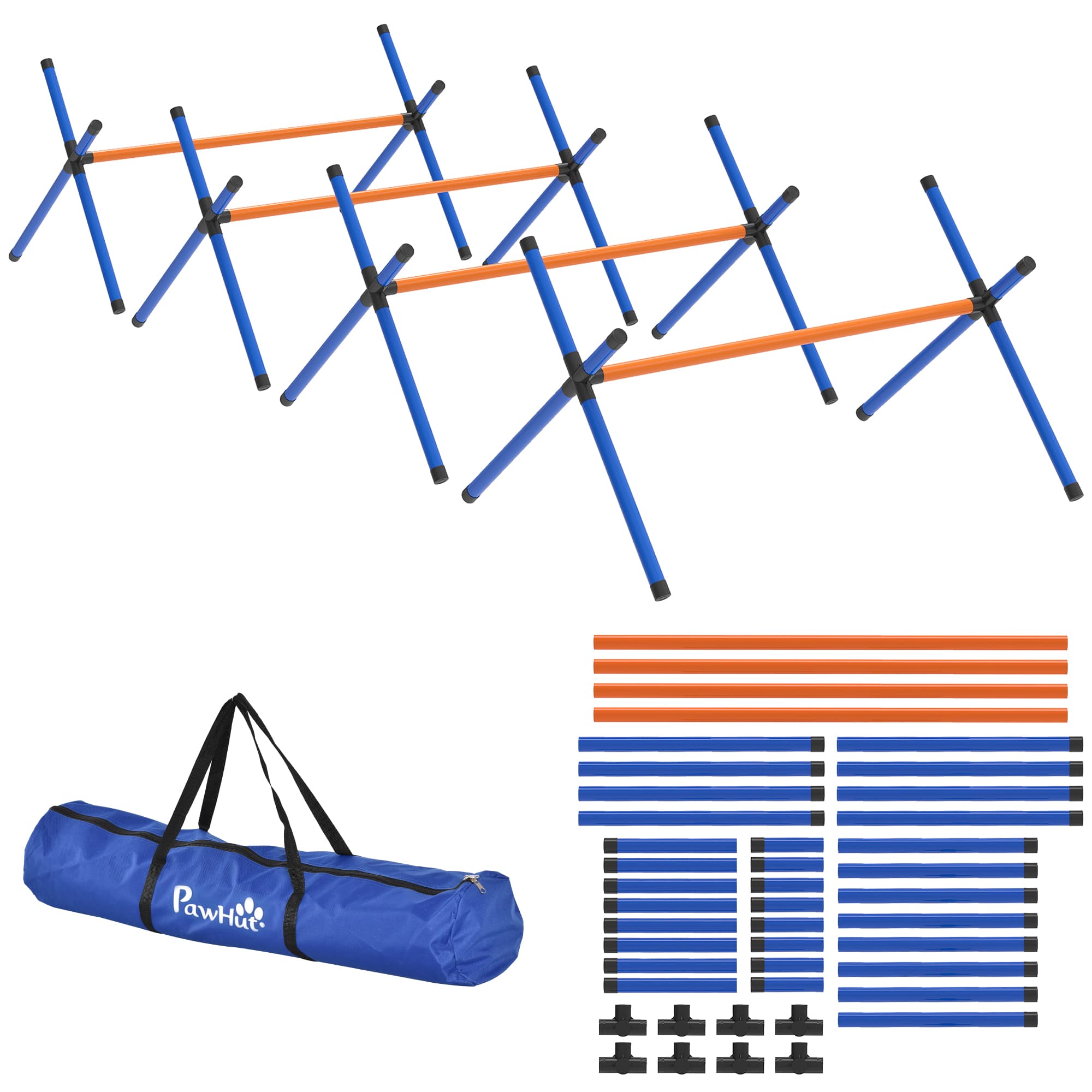 Agility Set Hunde, 4-teiliges Trainingsset mit Hürden und Tragetasche