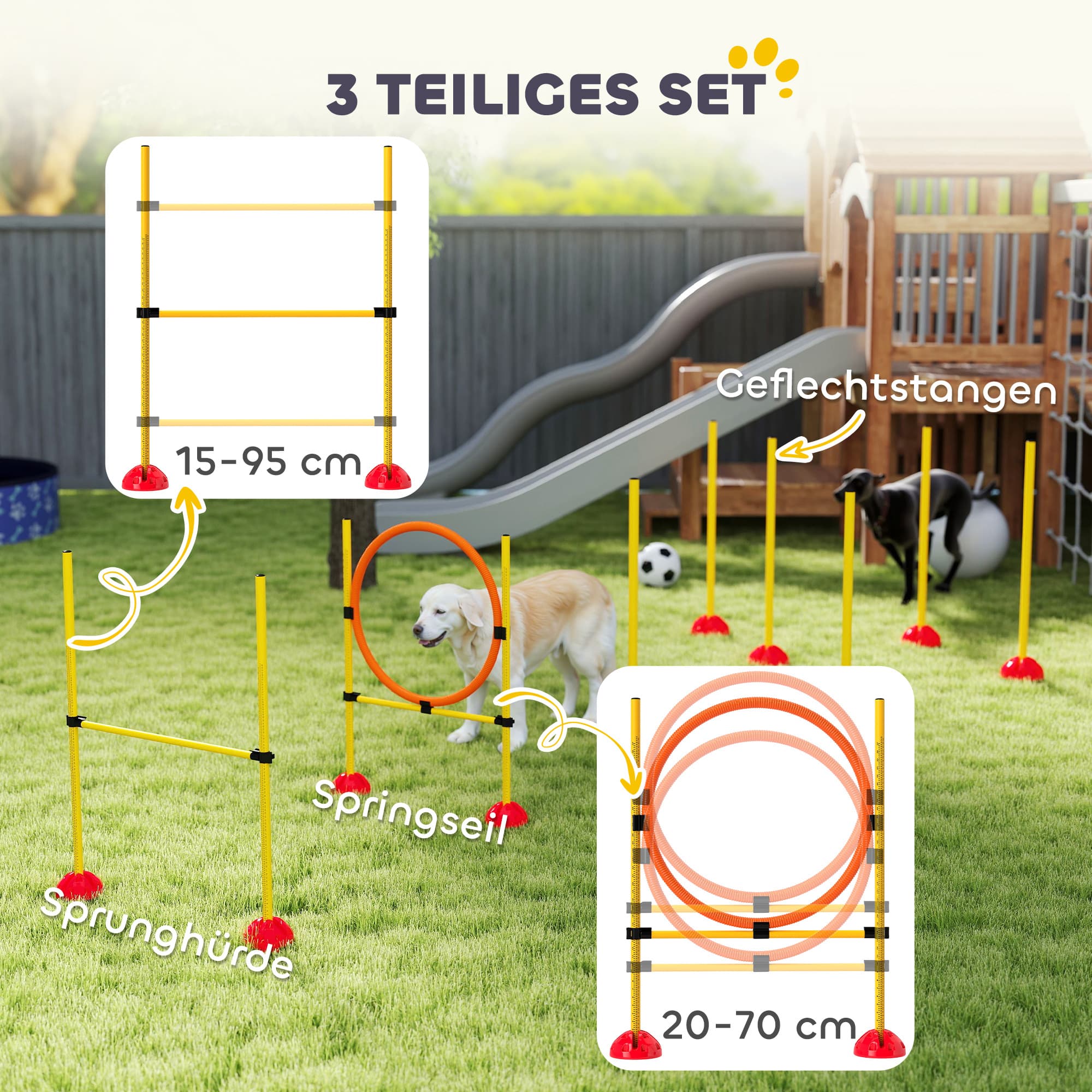 Agility-Set für Hunde, 3-teilig, befüllbar