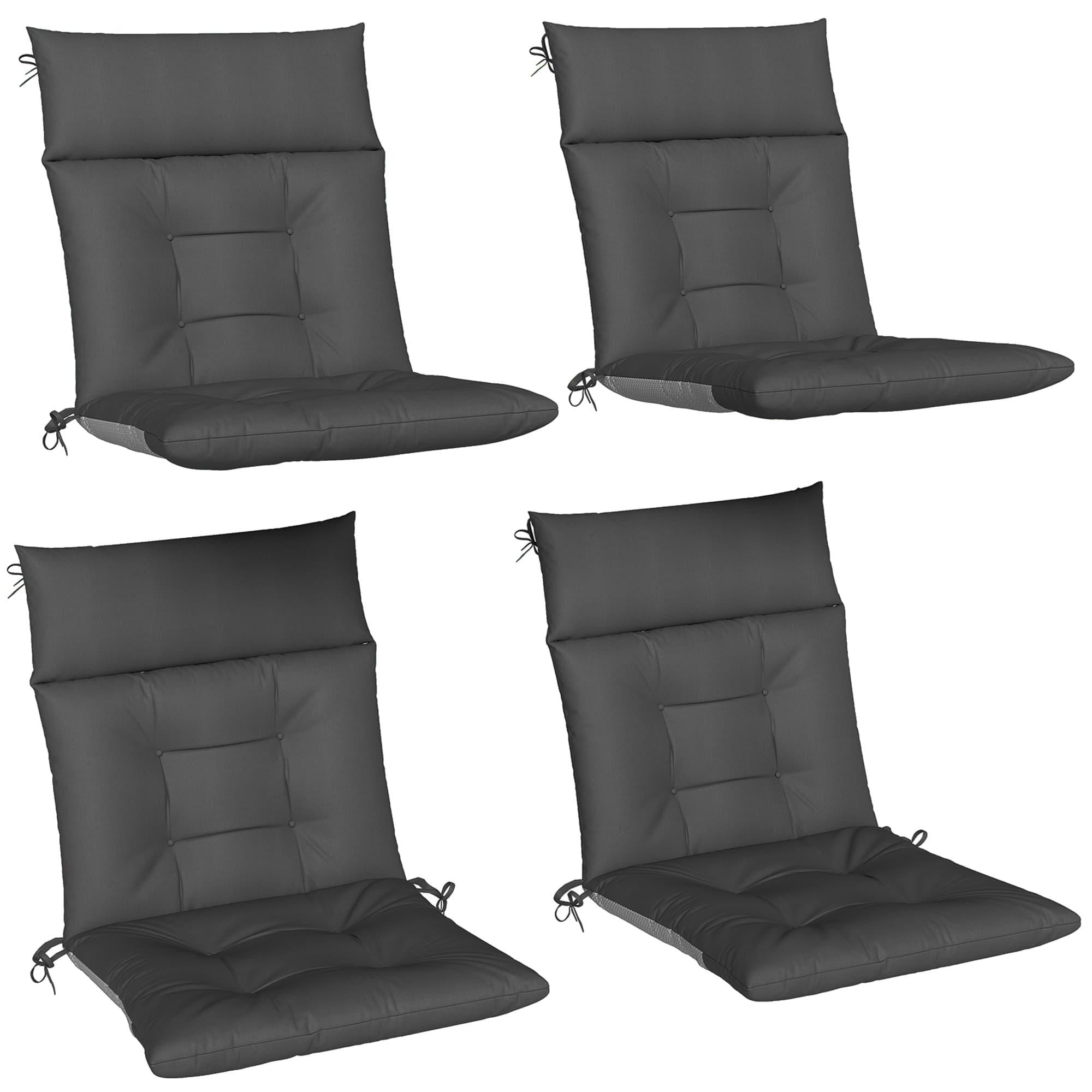 4er Set Sitzkissen wasserabweisend rutschfest 111,5 x 53 x 8 cm