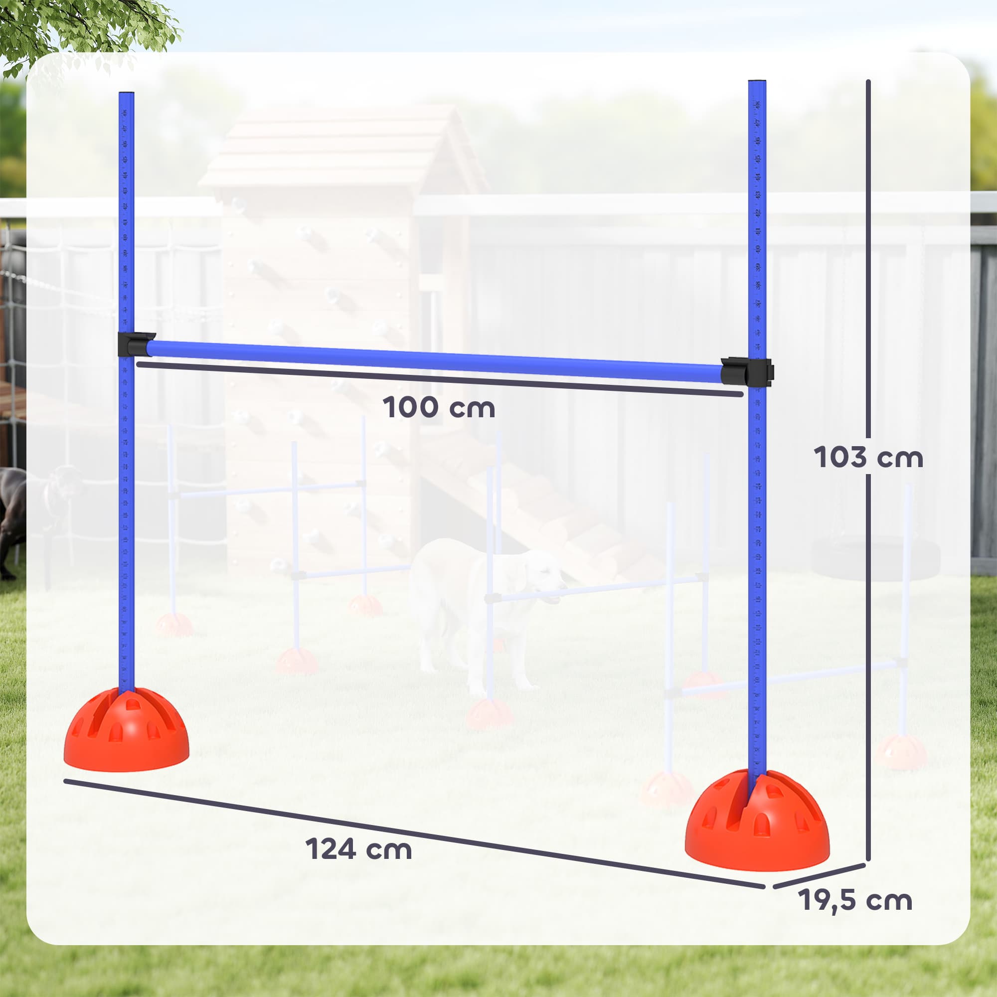 4-teiliges Hunde-Agility-Set mit 4 Hürden und Tragetasche, Blau