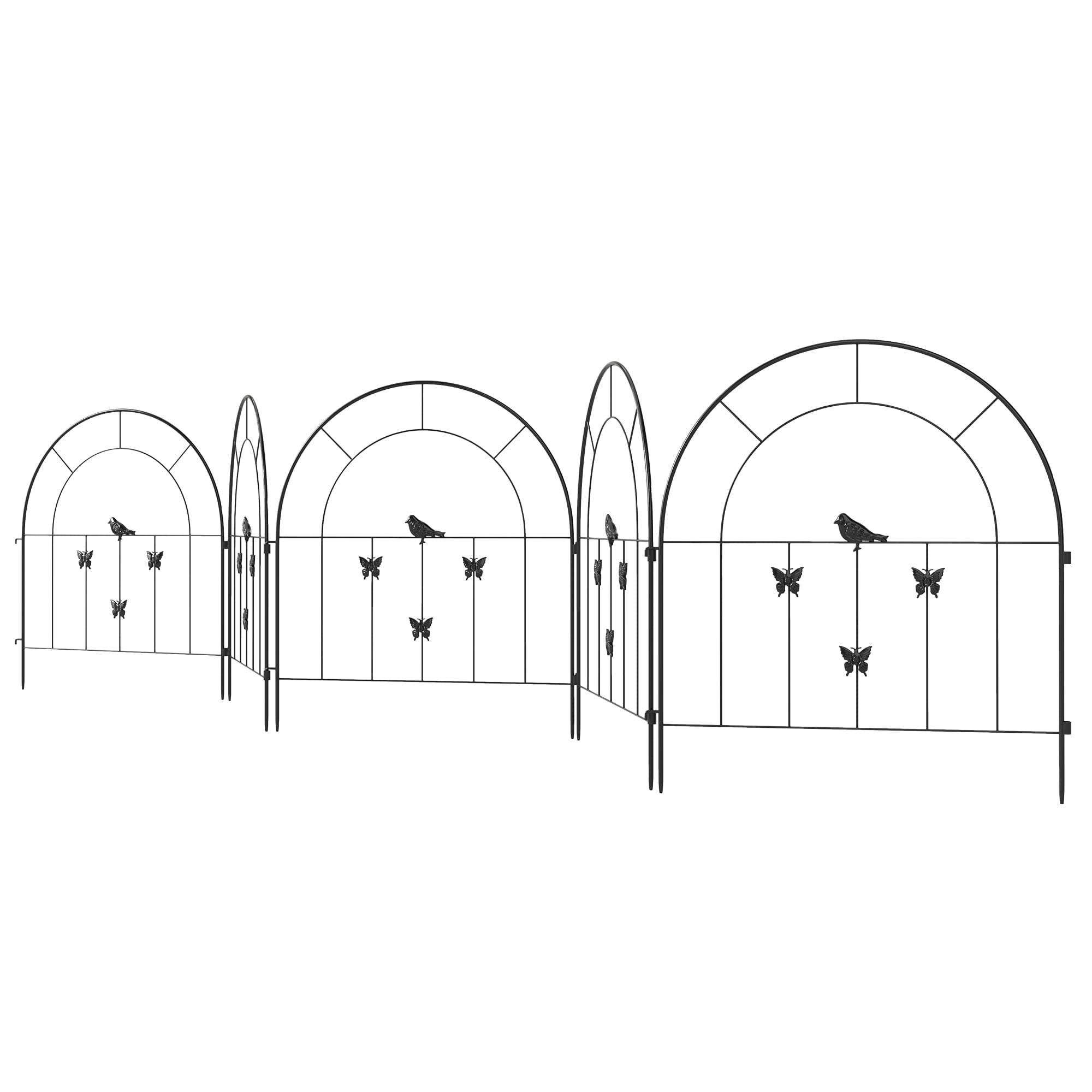 Gartenzaun Stahl 300 x 70 cm Schwarz Gitterzaun Set