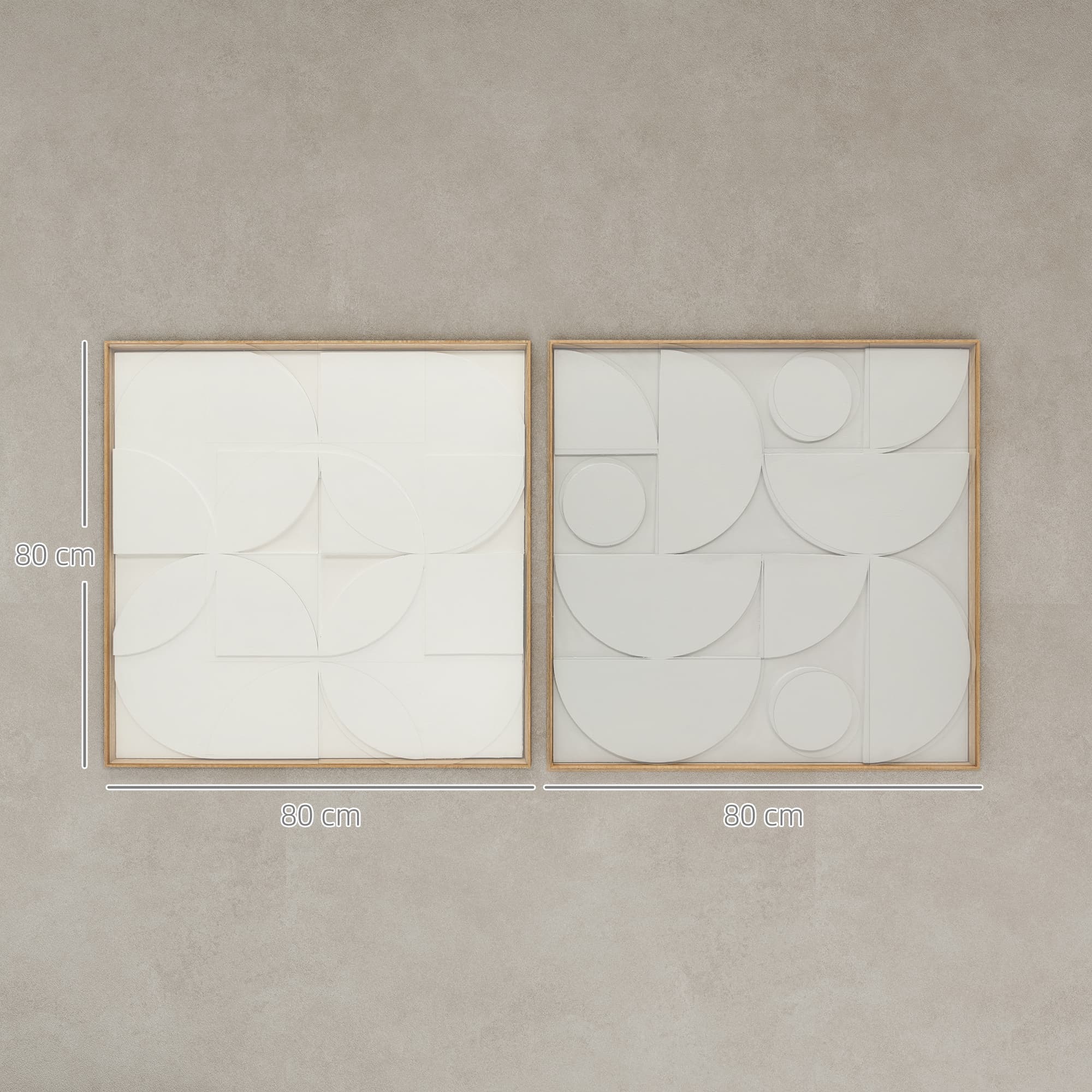 Wanddeko 3D 2er Set Geometrisch, 80 x 3,5 x 80 cm, Weiß