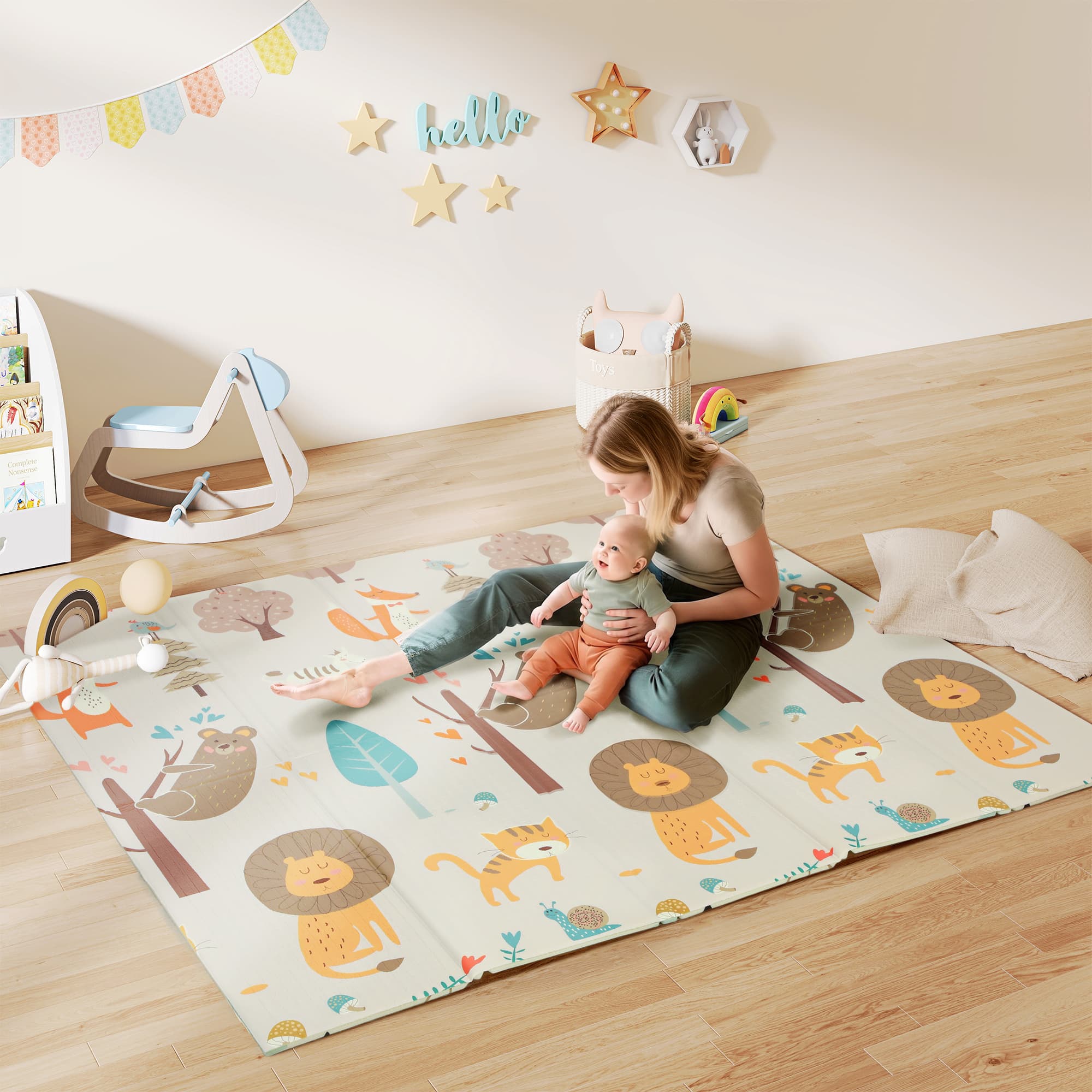 Faltbare doppelseitige Spielmatte für Babys, mehrfarbig