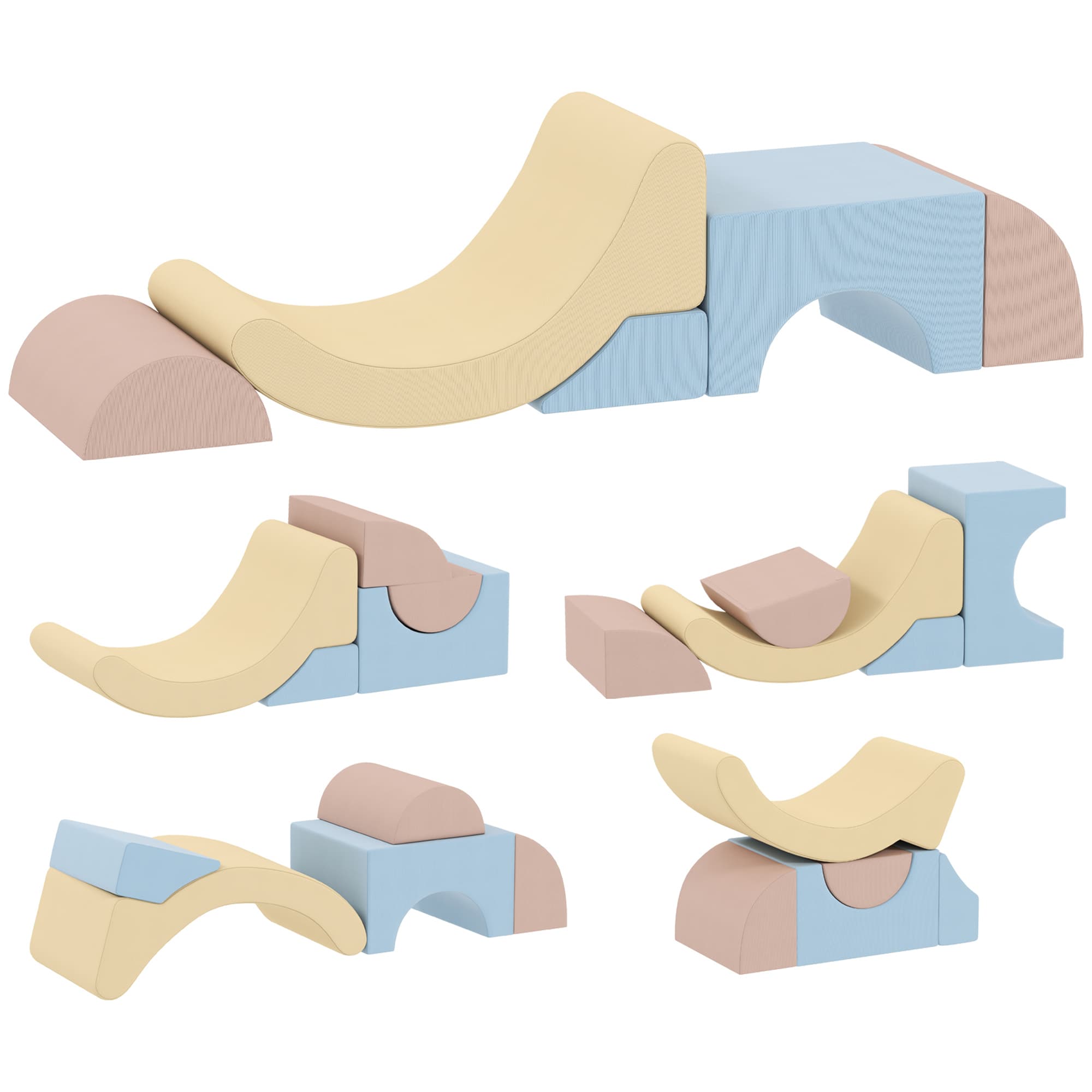 Set de 5 blocs d'escalade en mousse avec housse en corde, colorés