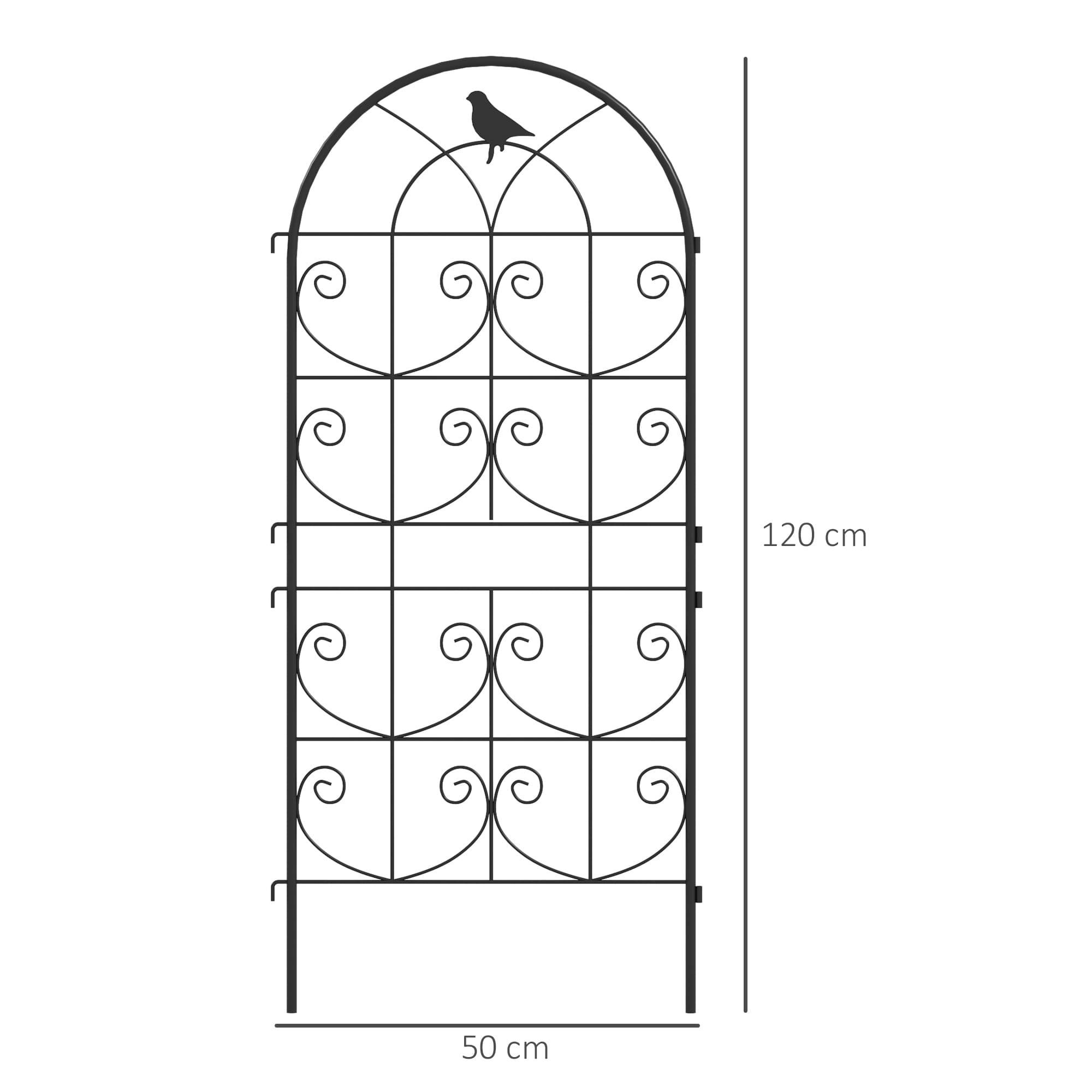 Rankgitter Metall 2er Set zum Stecken, 50x120 cm, Schwarz