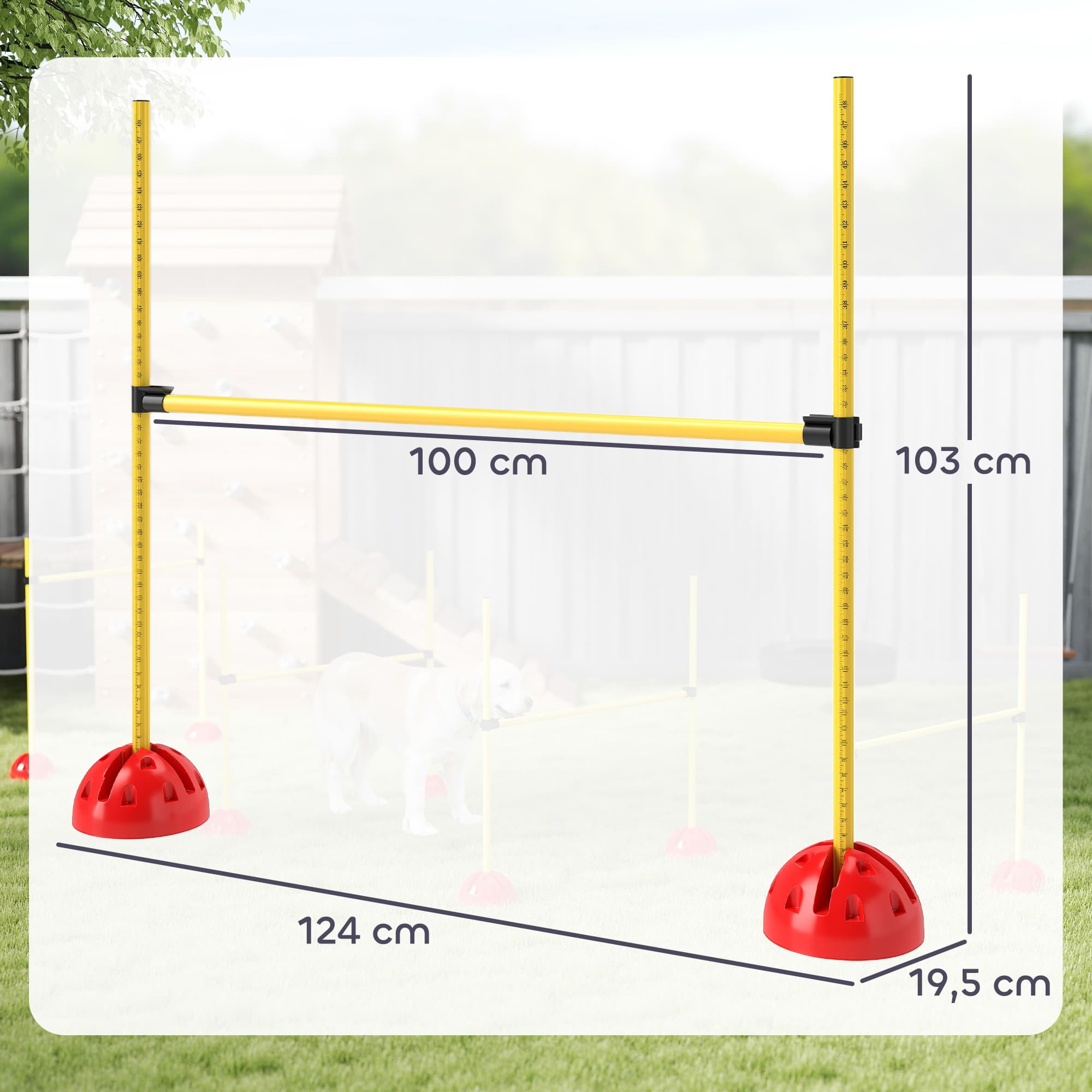 4-teiliges Hunde-Agility-Set mit 4 Hürden und Tragetasche, Gelb