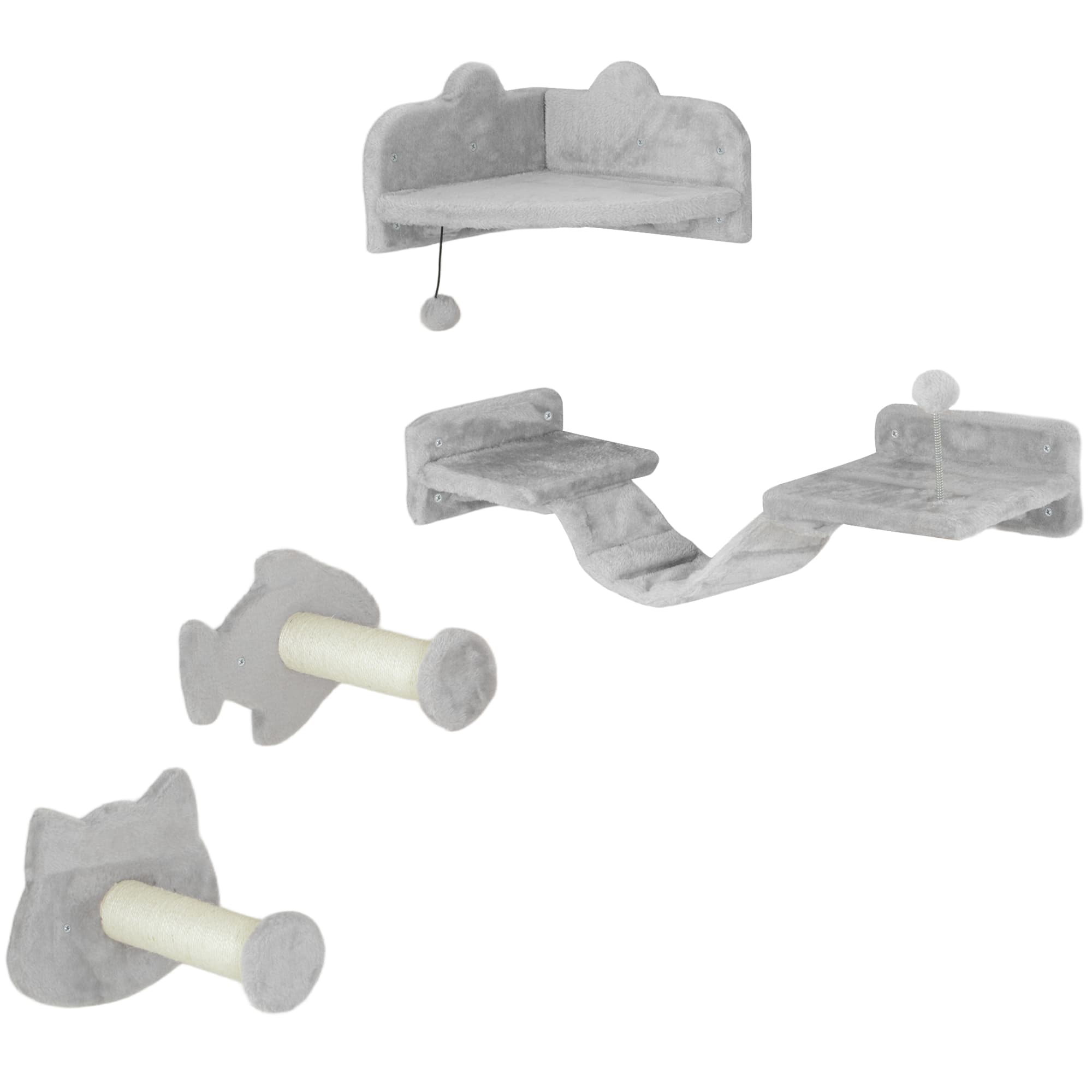 Katzentreppen-Set, 4-teilig, mit Sisal-Stufen