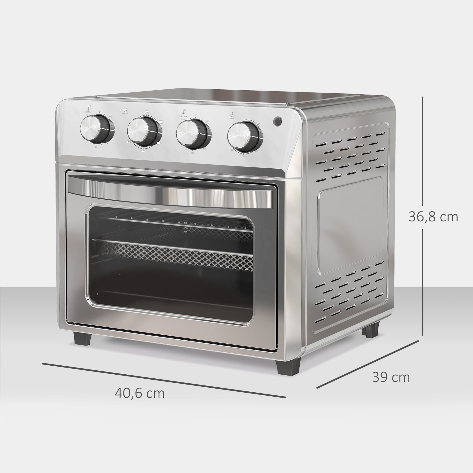 Mini-four avec chaleur tournante et friteuse à air, 24 litres, argent