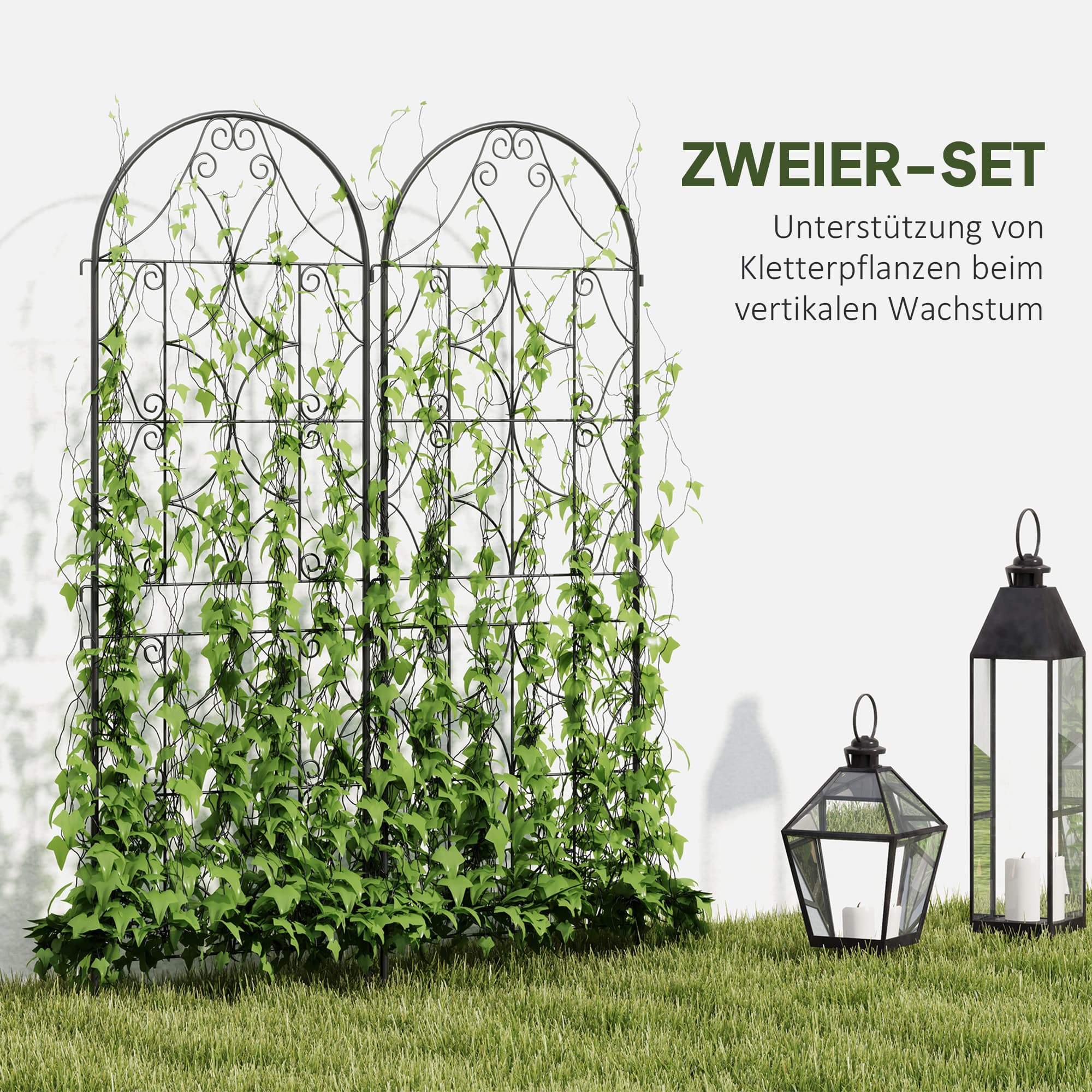 Rankgitter Metall 2er Set zum Stecken 50x150 cm Schwarz
