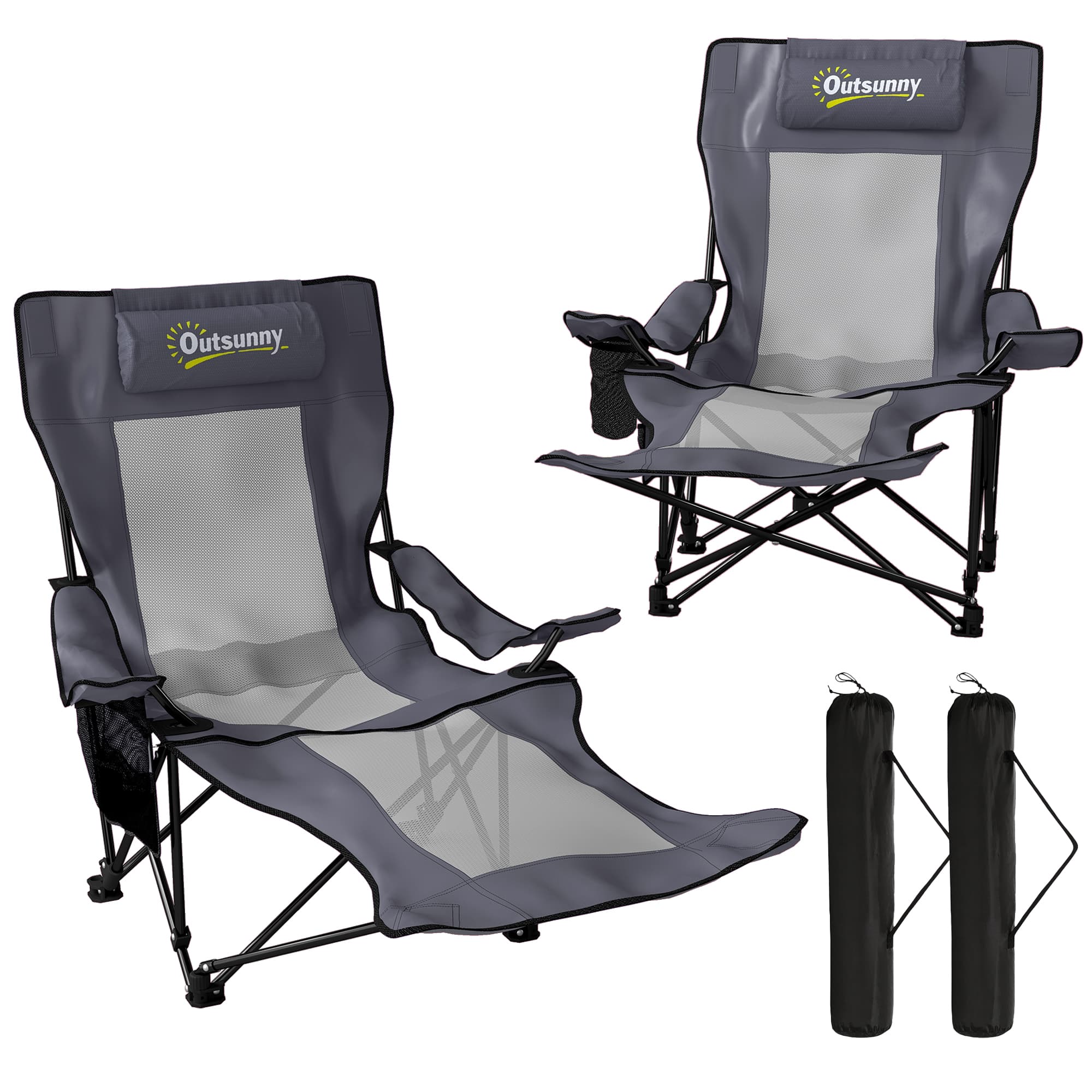 Lot de 2 chaises de camping pliantes avec dossier réglable